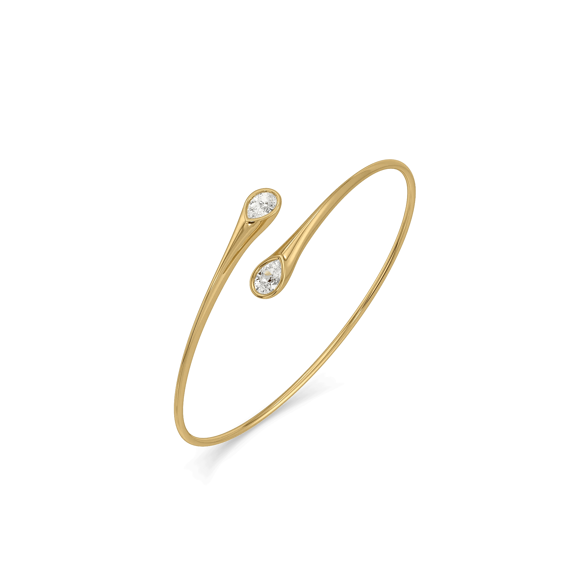Fluid Pear Pure Gold Lab Grown Diamond Bangle — image 1