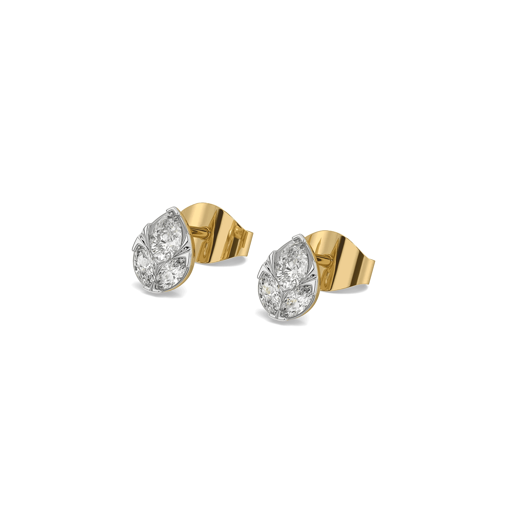 Pear Illusion Pure Gold Lab Grown Diamond Stud Earrings — image 1