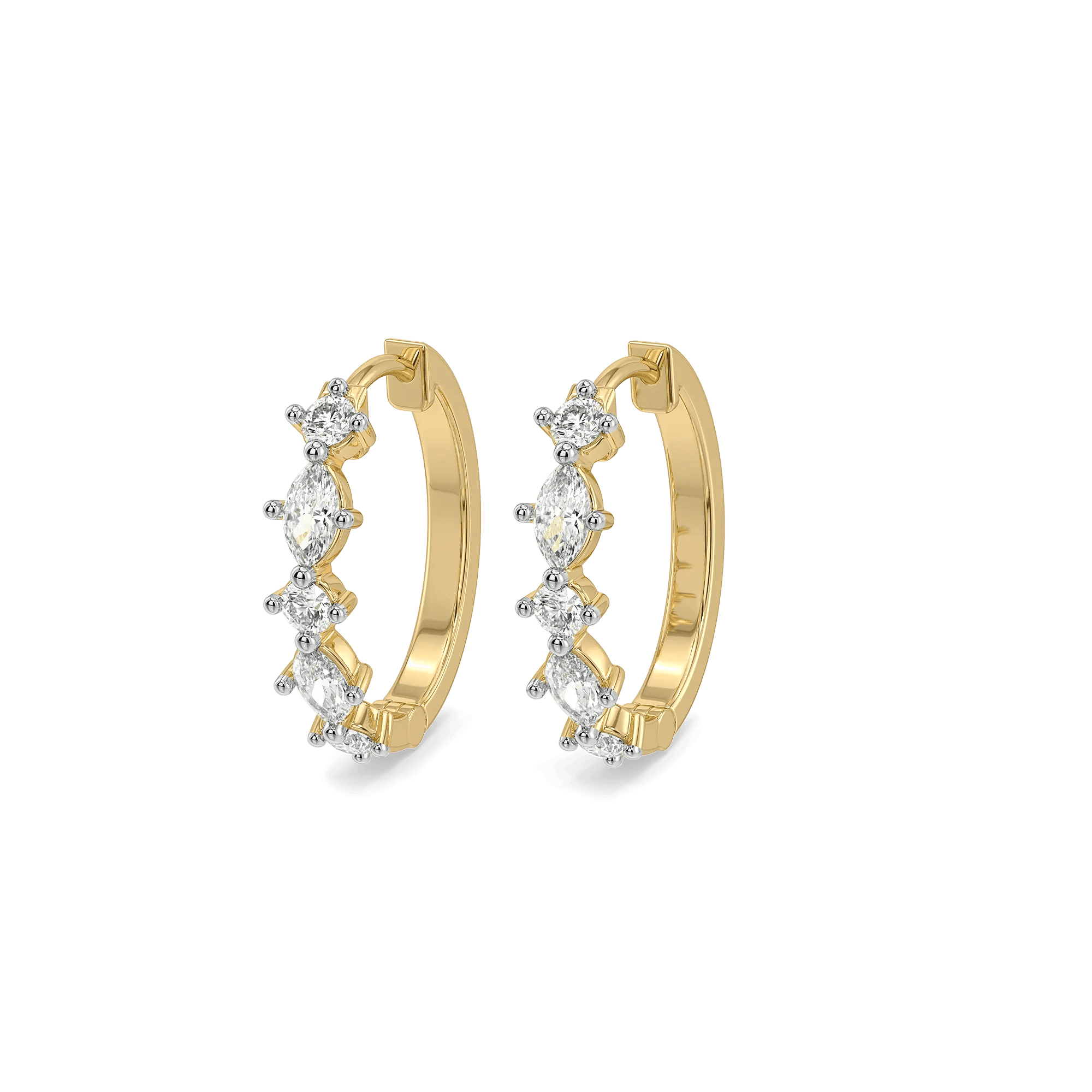 Marquise Rhythm Pure Gold Lab Grown Diamond Hoop Earrings
