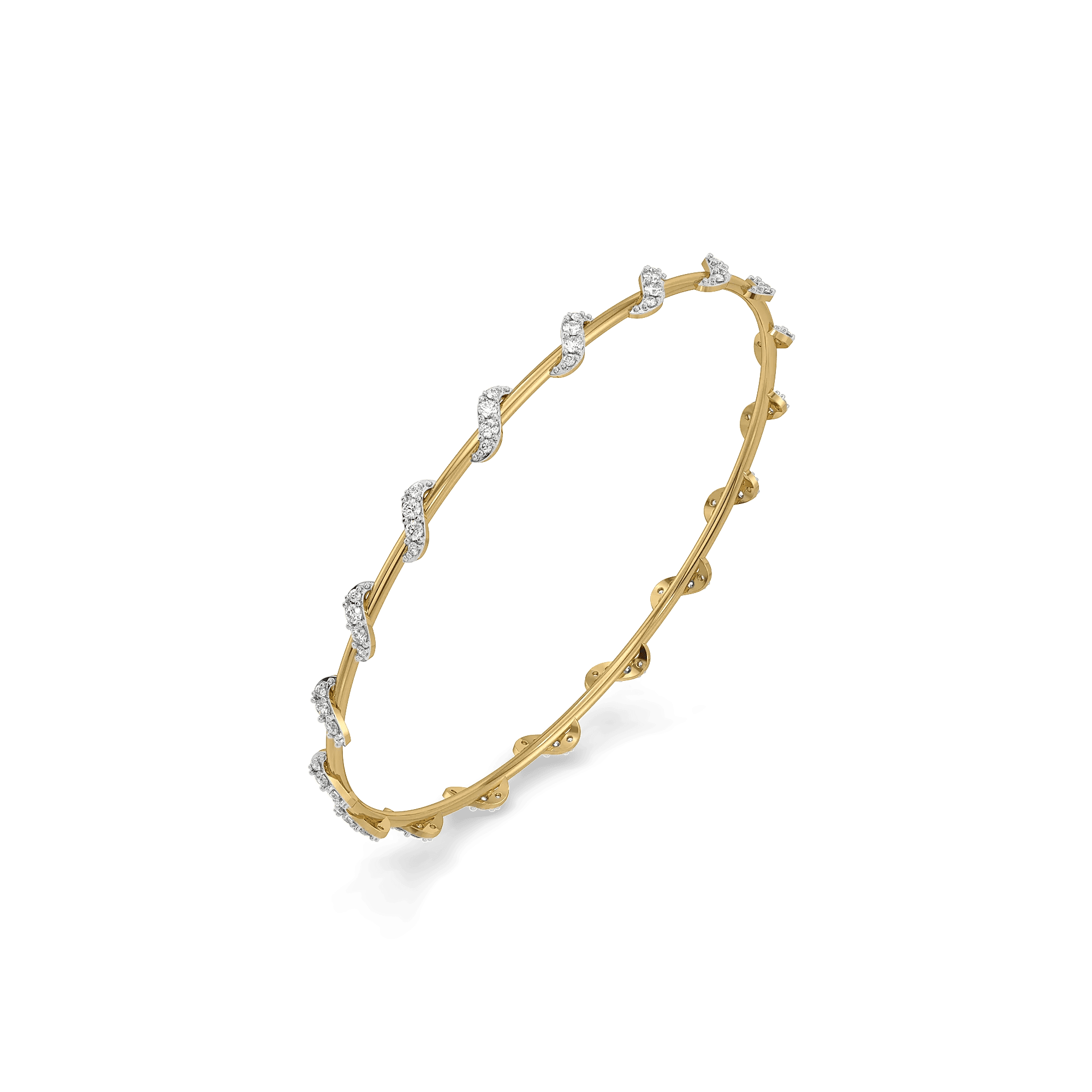 Oceania Wave Pure Gold Lab Grown Diamond Bangle — image 1