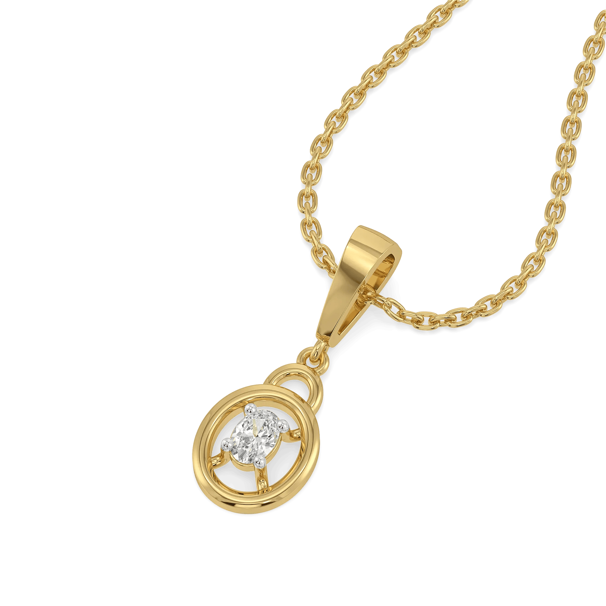Oval Lock - Lab Diamond Pendant — image 1