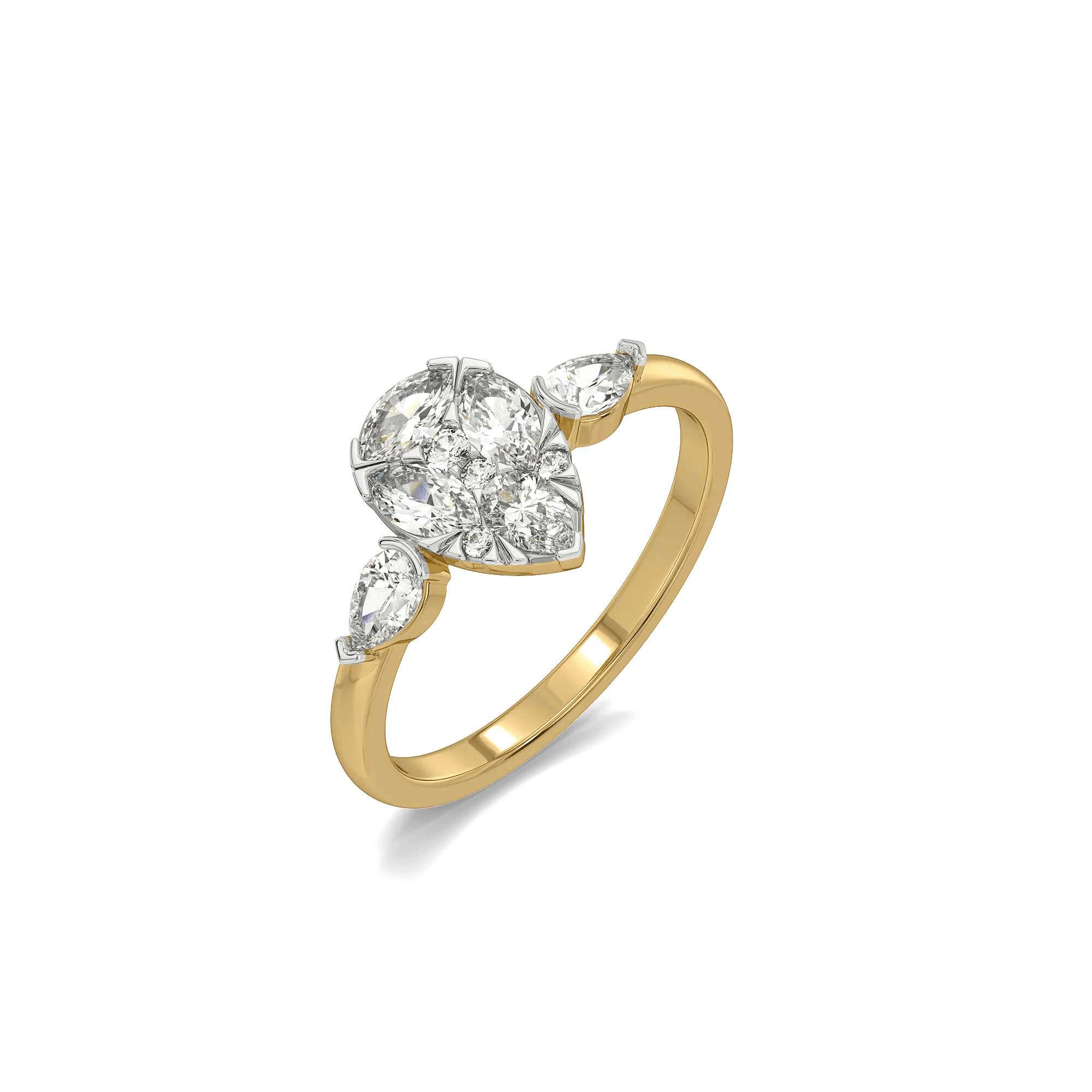 Pear Illusion Pure Gold Lab Grown Diamond Rings — image 1
