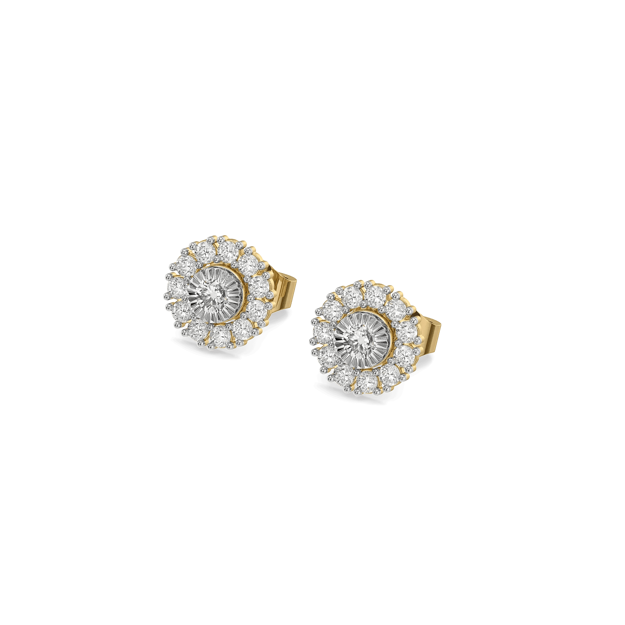 Sunburst Pure Gold Lab Diamond Stud Earrings — image 1