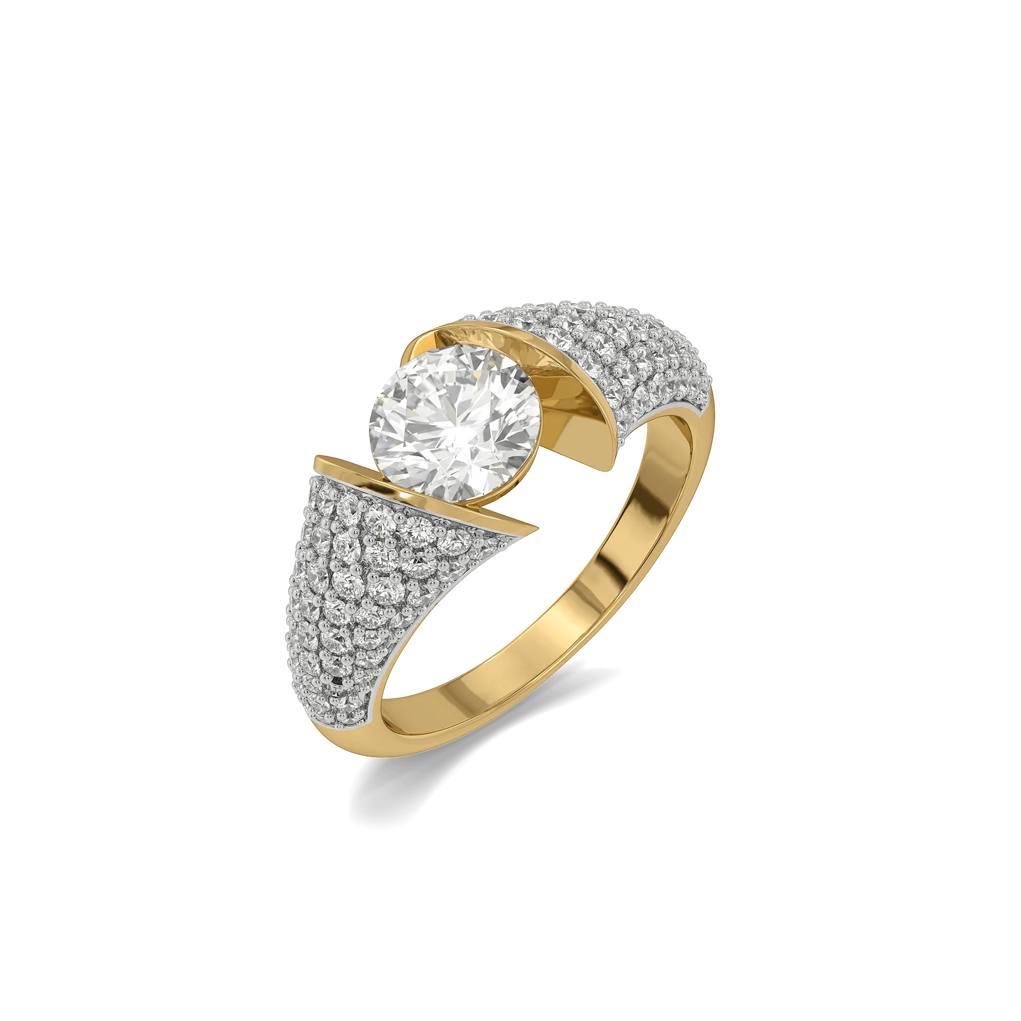 Architectural Dome Pure Gold Lab Diamond Engagement Ring — image 1