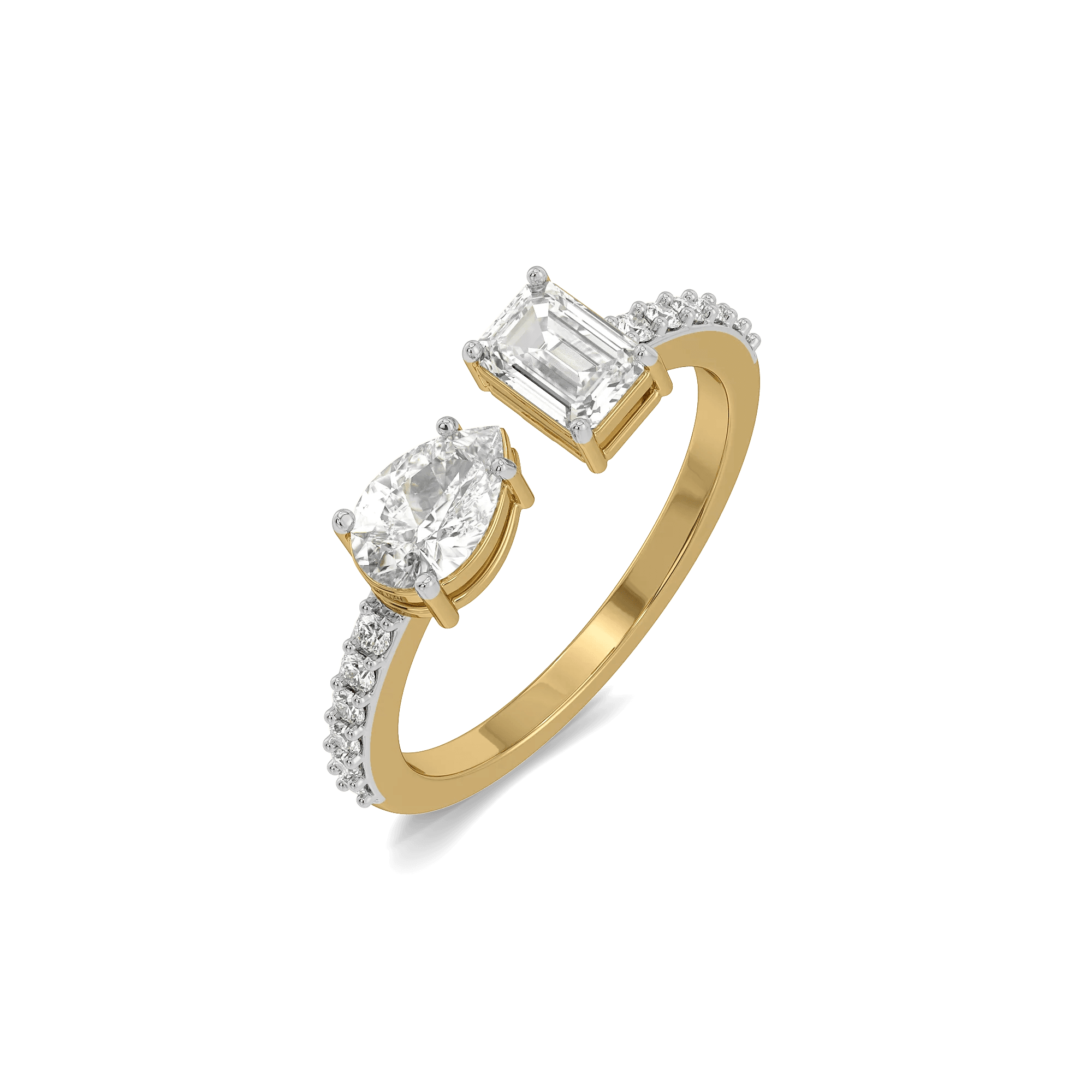 Asymmetric Love Pure Gold Lab Diamond Engagement Ring — image 1