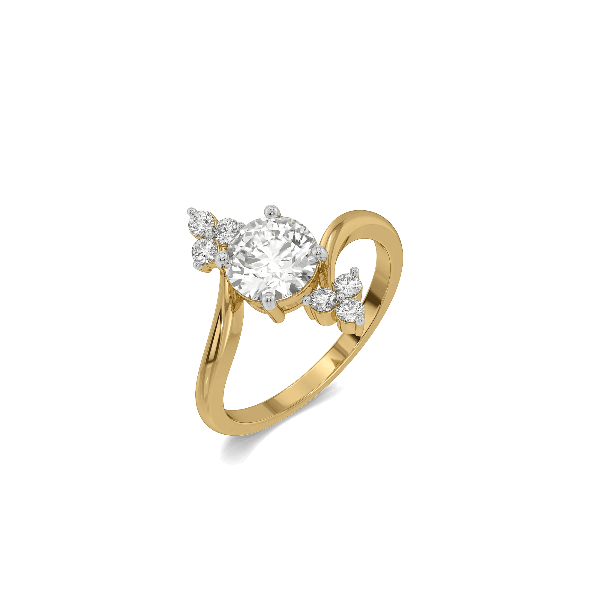 Asymmetrical Starlight Pure Gold Lab Diamond Solitaire Ring — image 1