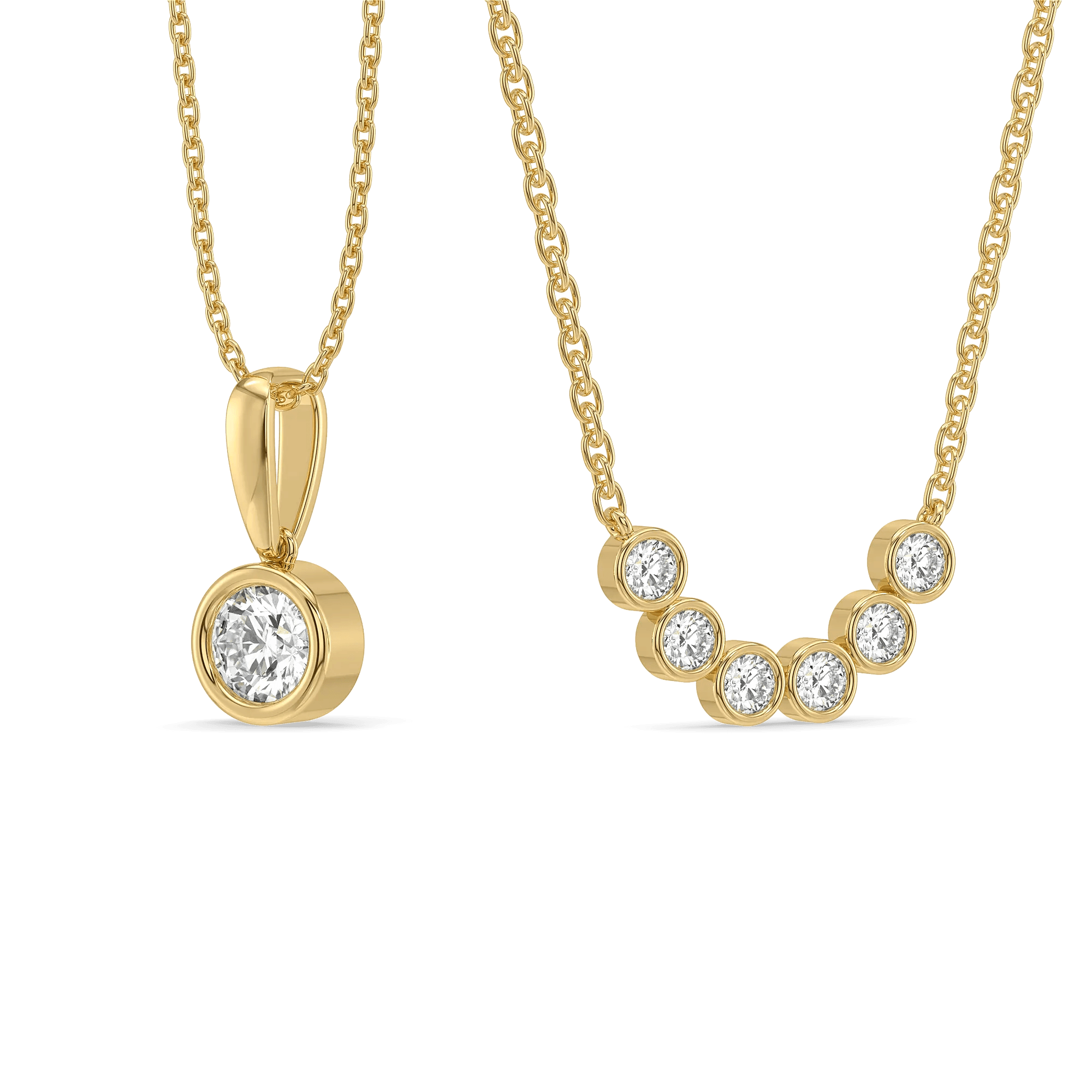 Bezel Duo – Pure Gold Lab Diamond Pendant and Necklace Set — image 1