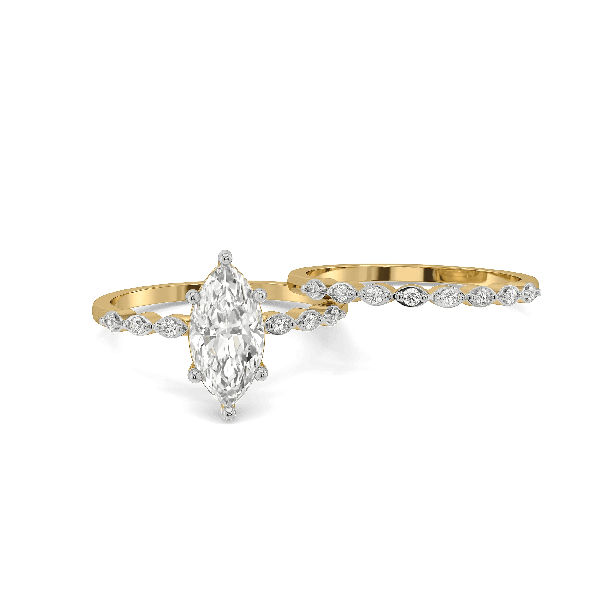Classic Marquise Pure Gold Lab Diamond Bridal Ring Set — image 1