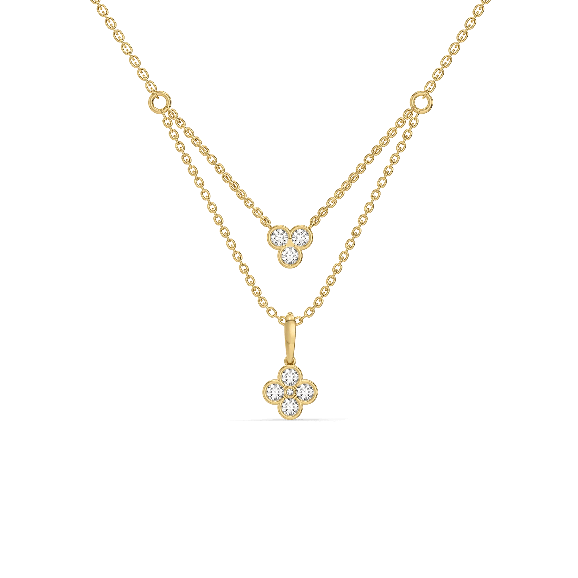 Clover Layer – Pure Gold Lab Diamond Layered Clover Necklace — image 1