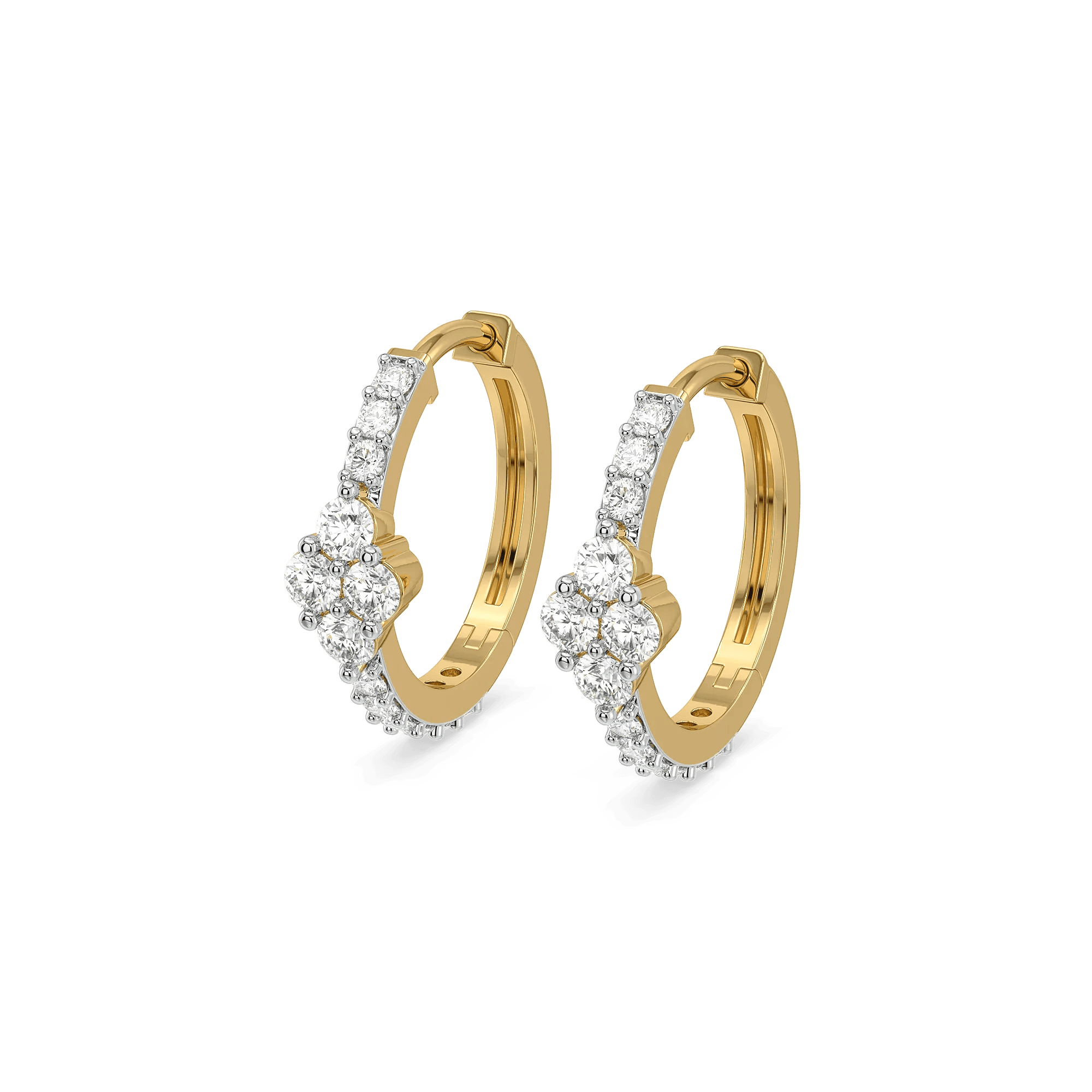 Delicate Clover Pure Gold Lab Diamond Huggies — image 1