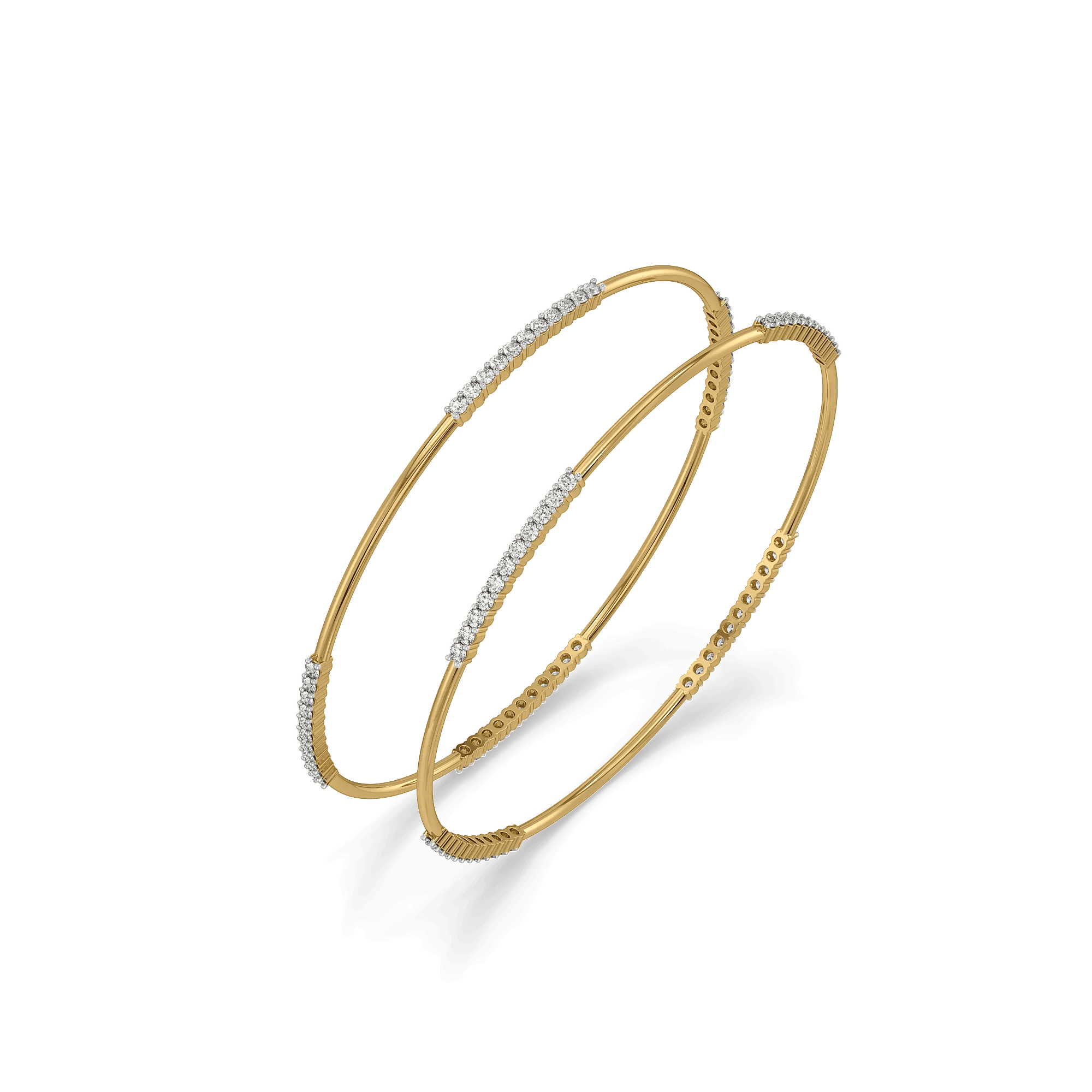 Diamond Spine Pure Gold Lab Diamond Round Bangle Set — image 1