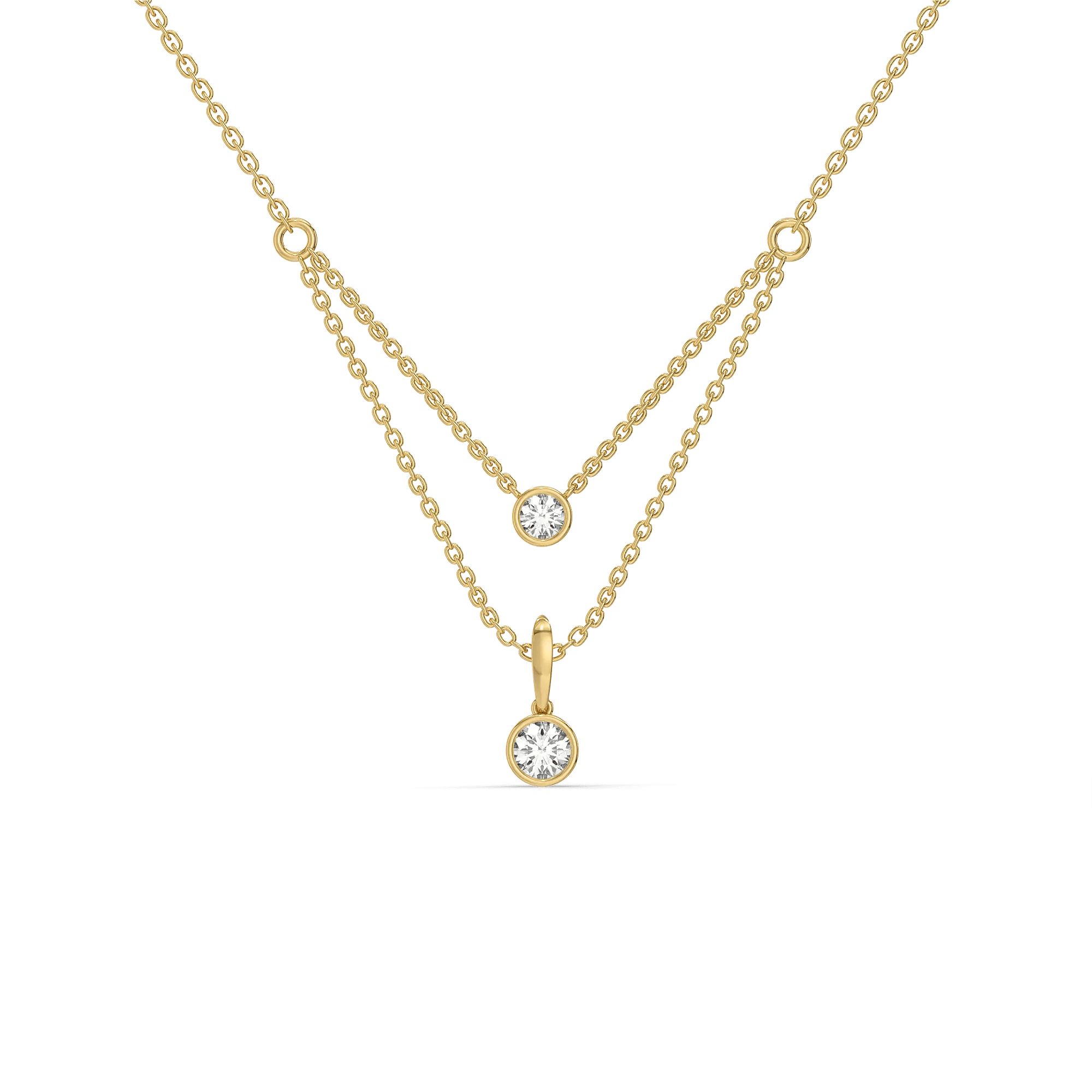 Double Drop Pure Gold Lab Diamond Layered Necklace — image 1