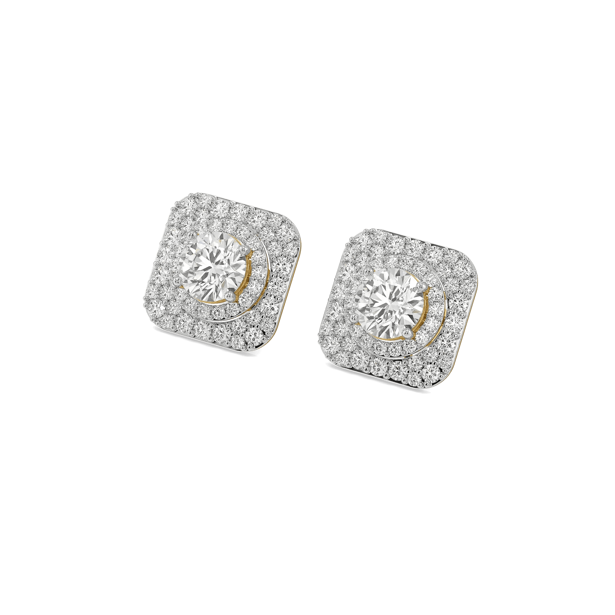 Double-Halo Pure Gold Lab Diamond Stud Earrings — image 1