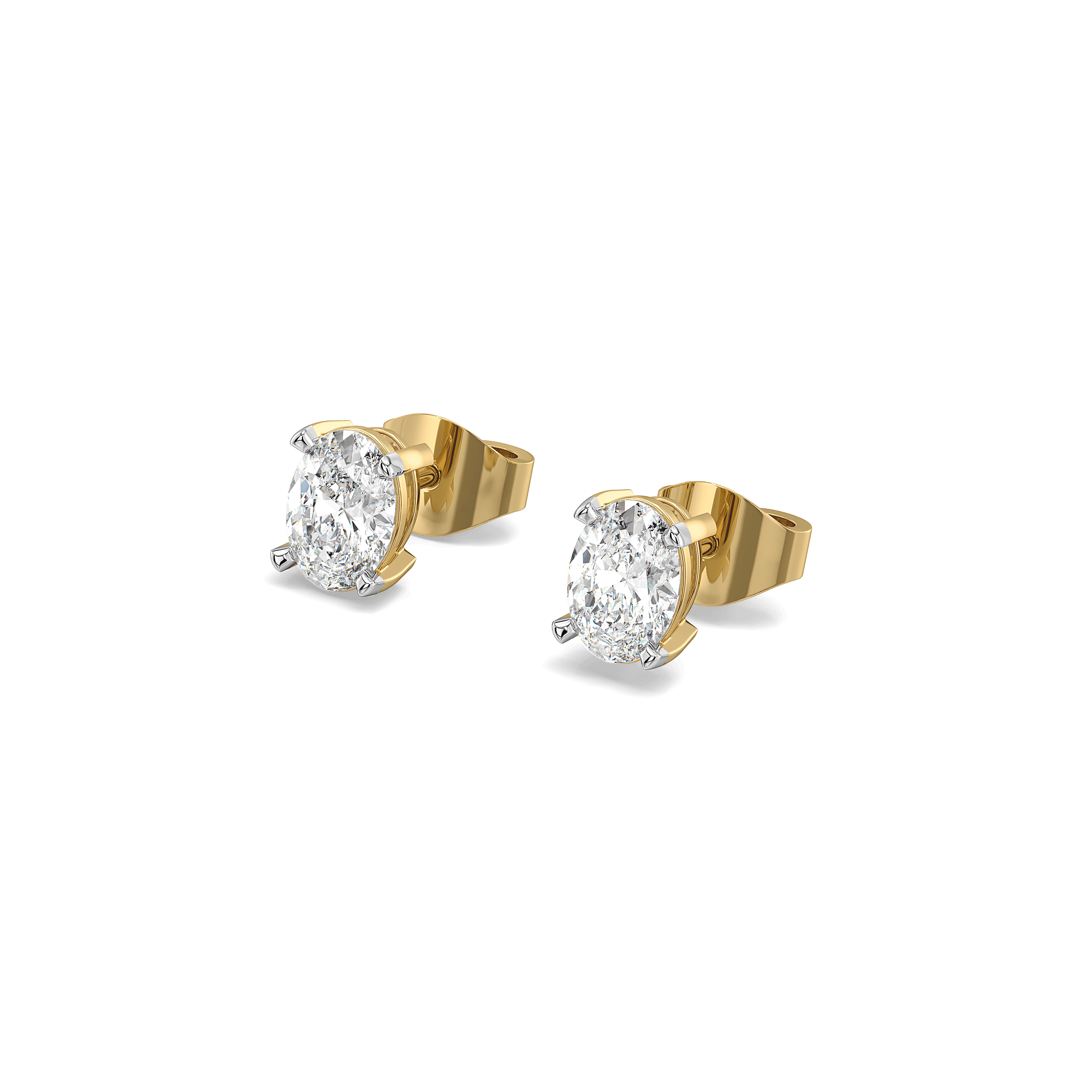 Elegant Oval Pure Gold Lab Diamond Solitaire Studs — image 1