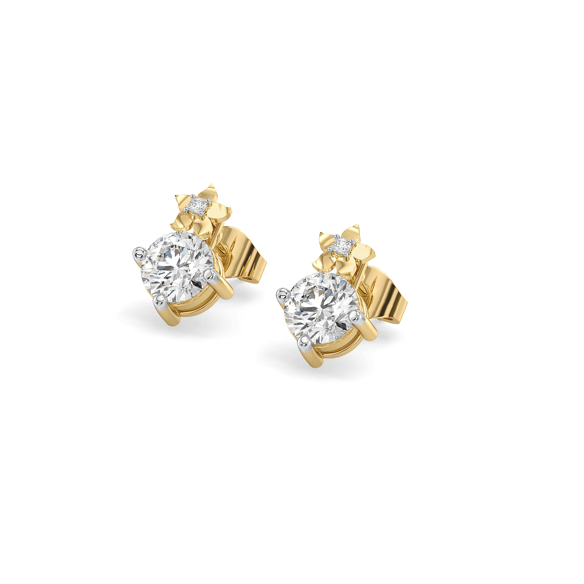 Floret Spark Pure Gold Lab Diamond Solitaire Earrings — image 1
