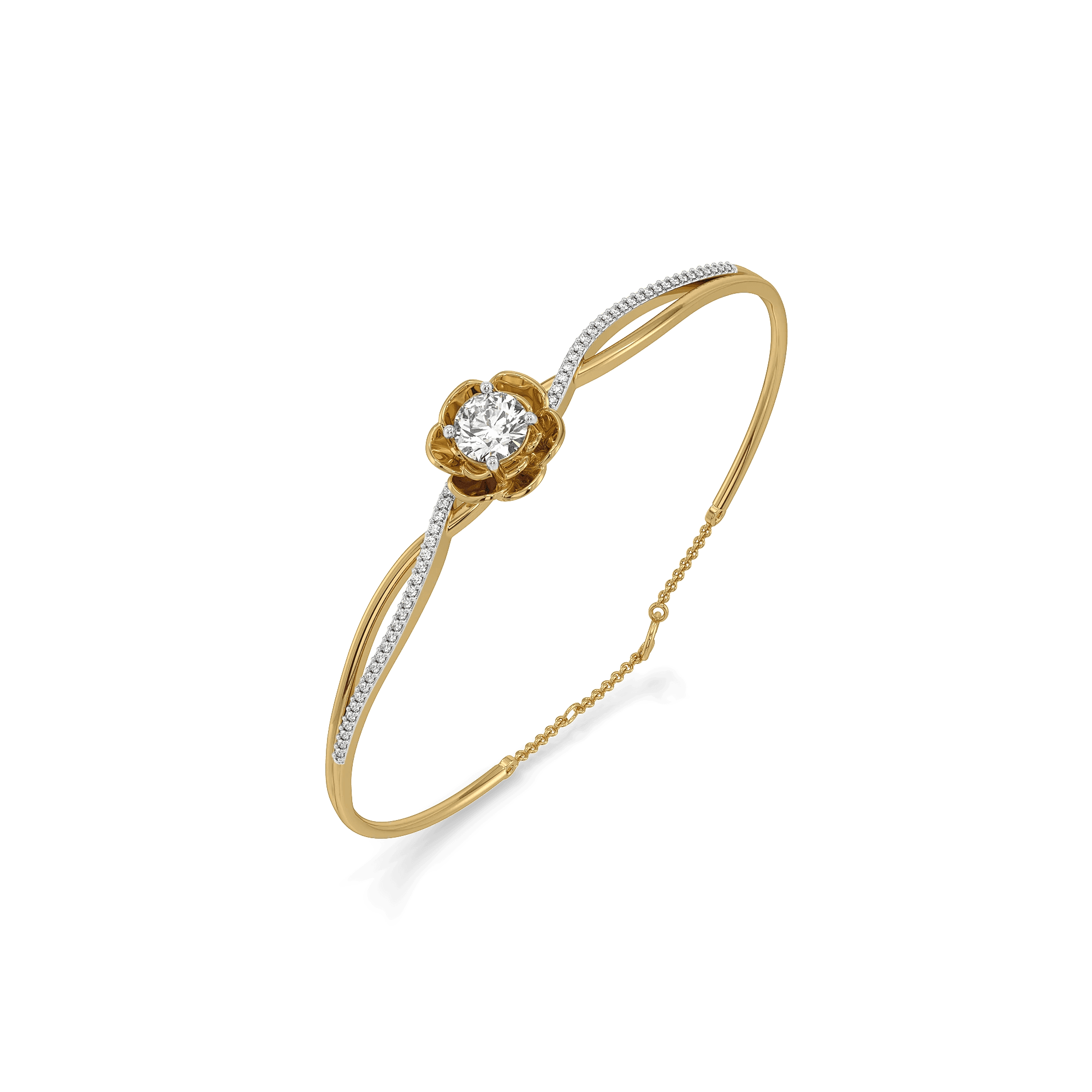 Golden Petal Lab Grown Diamond Bangle — image 1