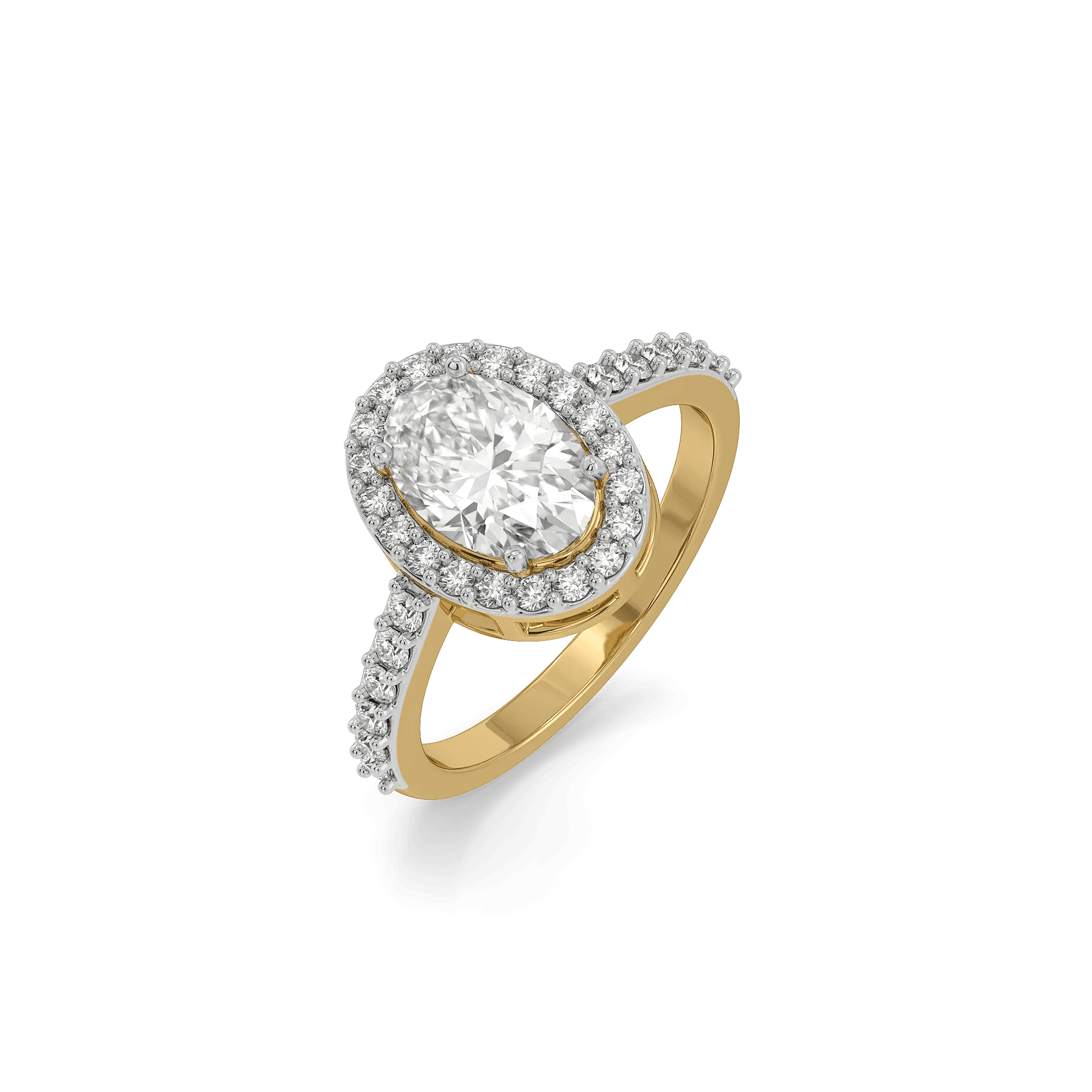 Halo Oval Pure Gold Lab Diamond Engagement Ring — image 1