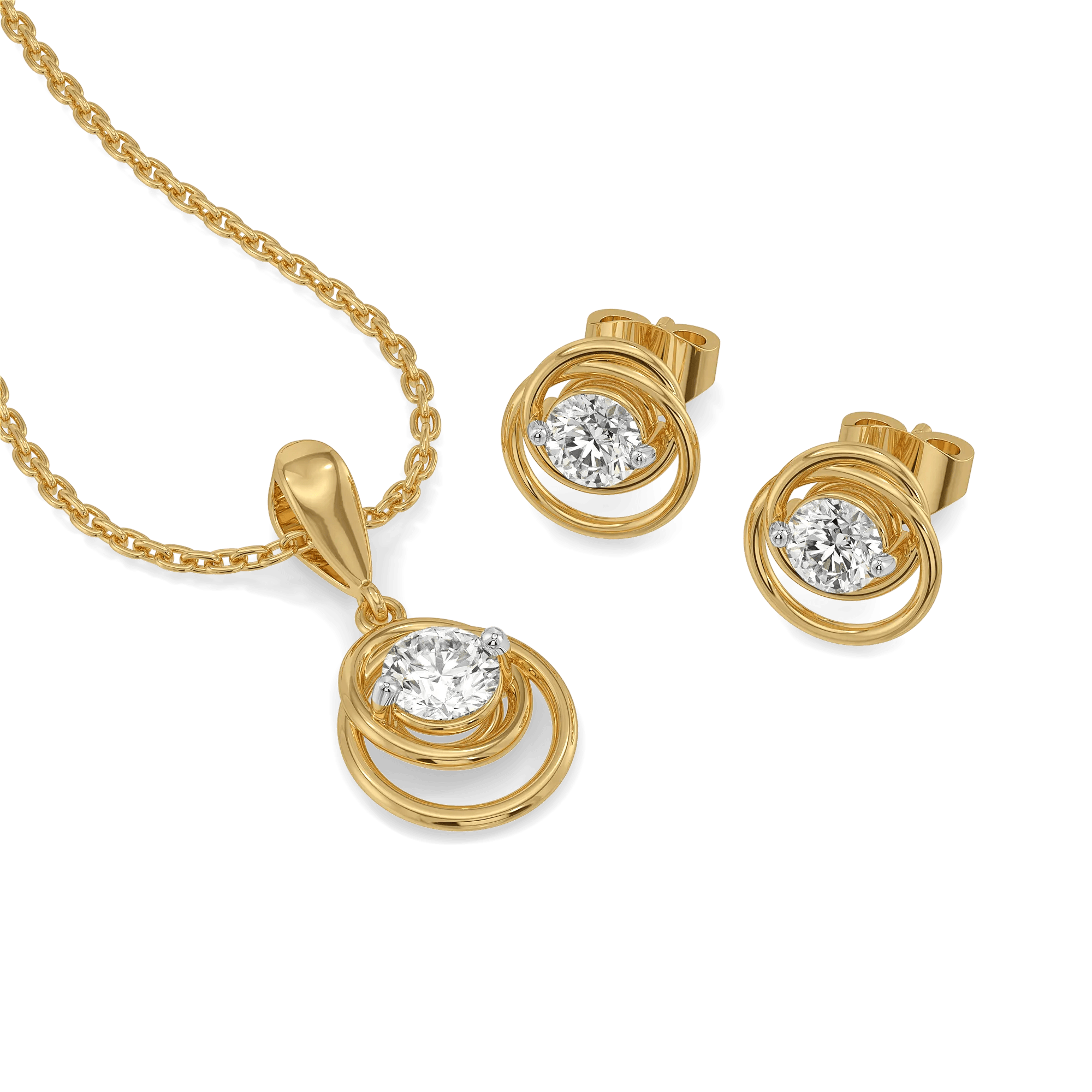 Infinity Loop Set Lab Diamond Pendant and Earrings Set — image 1