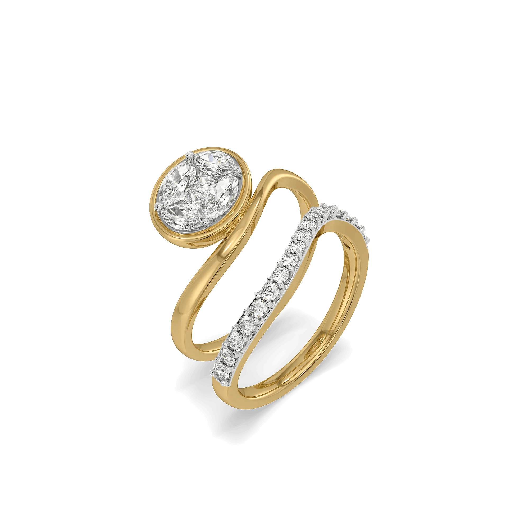 Layered Wrap Pure Gold Lab Grown Diamond Oval Ring — image 1