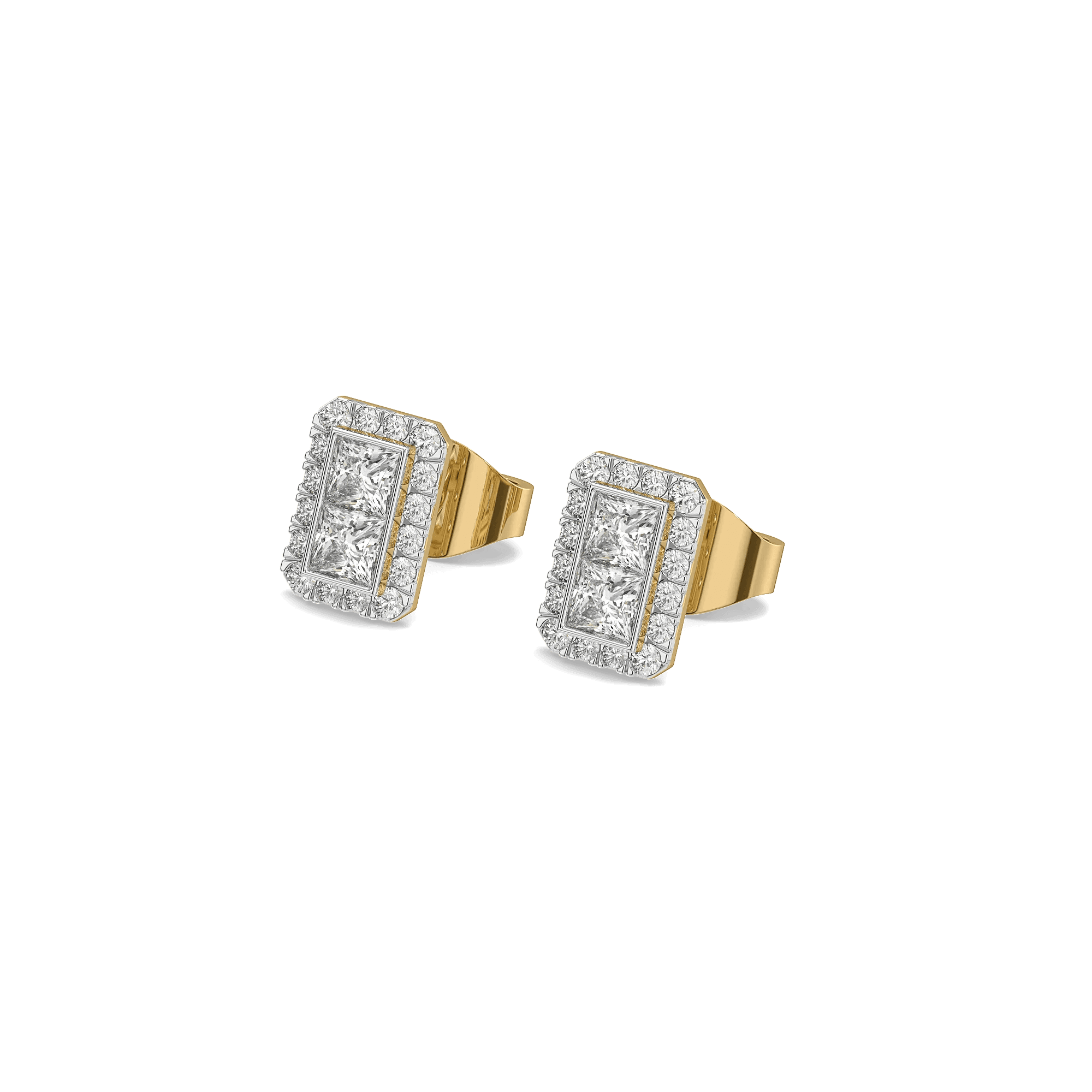 Art Deco Pure Gold Lab Grown Diamond Stud Earrings — image 1