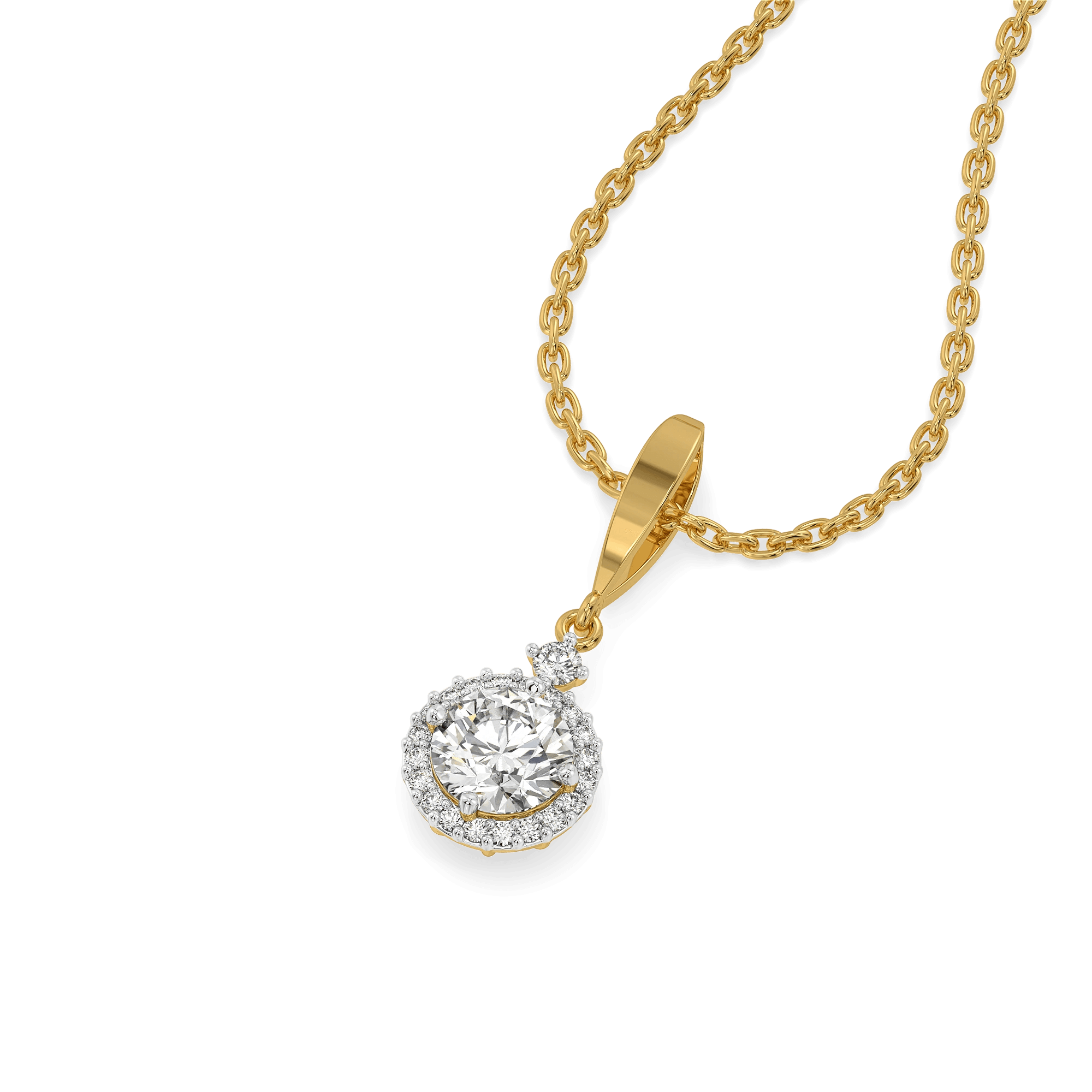 Round Solitaire Lab Grown Diamond Halo Pendant — image 1