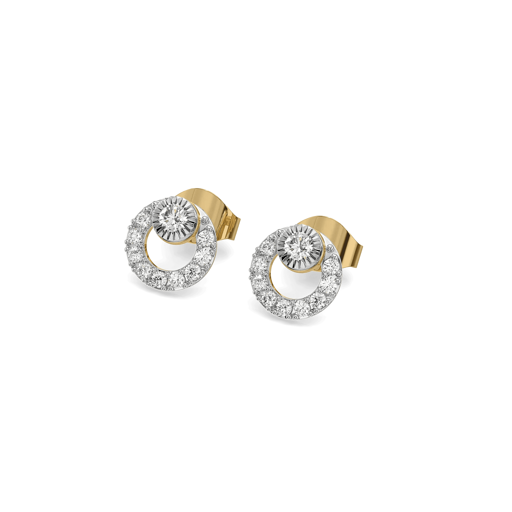 Modernist Pure Gold Lab Diamond Stud Earrings — image 1