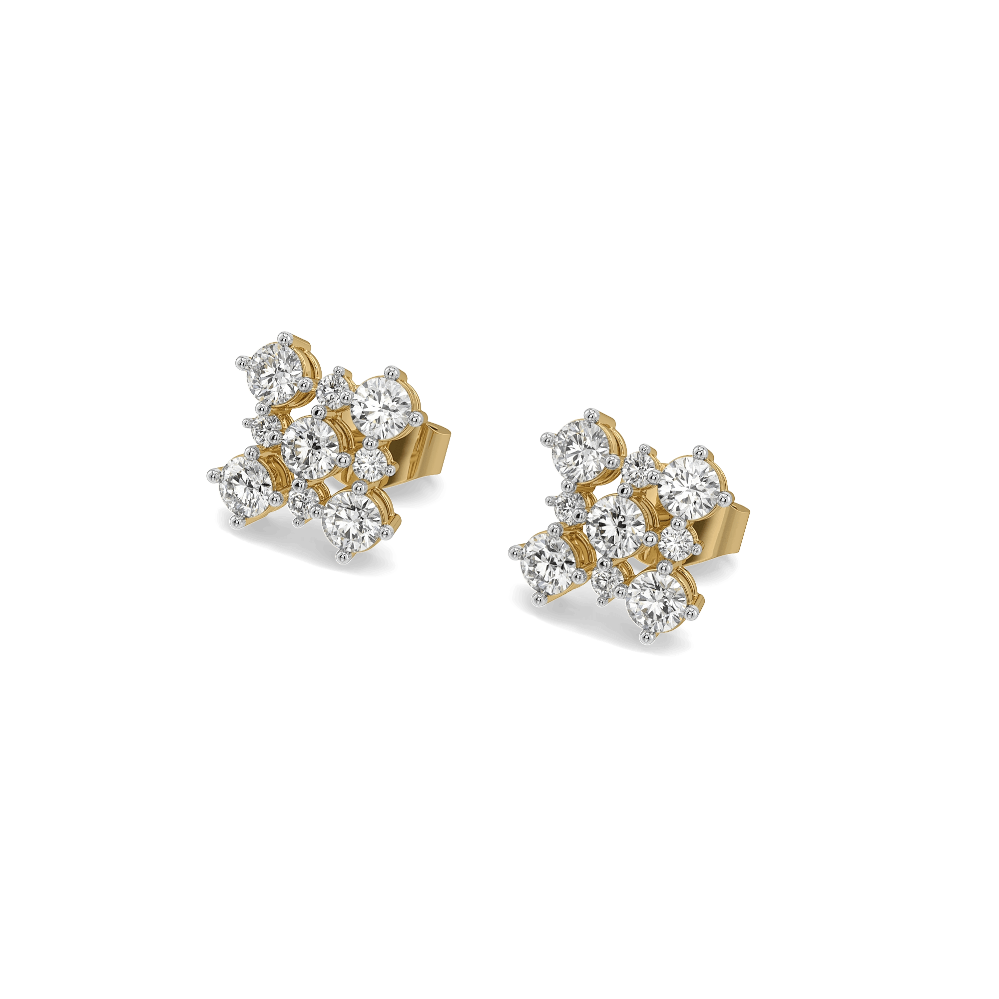 Open Mesh Pure Gold Lab Diamond Stud Earrings — image 1