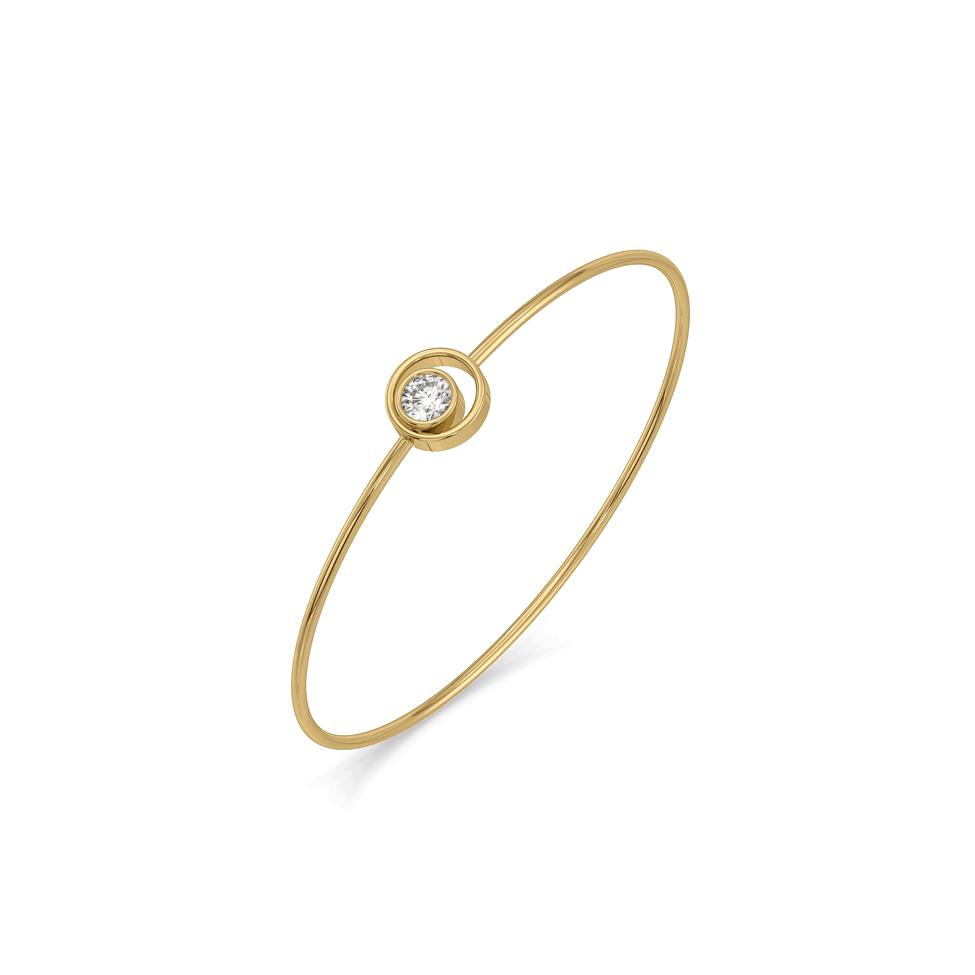 Orbital Solitaire Pure Gold Lab Grown Diamond Bangle — image 1