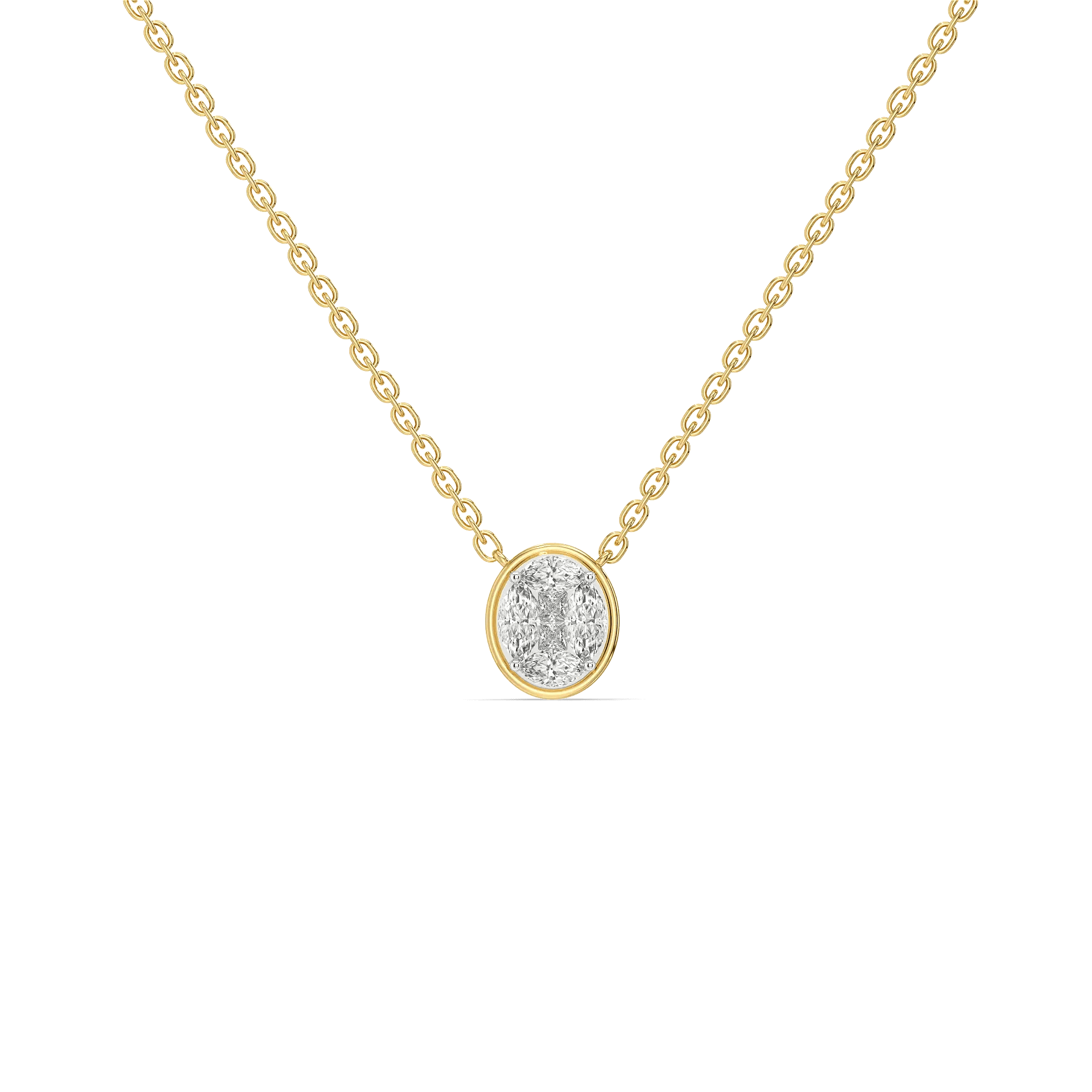Oval Illusion Pure Gold Lab Grown Diamond Necklace — image 1