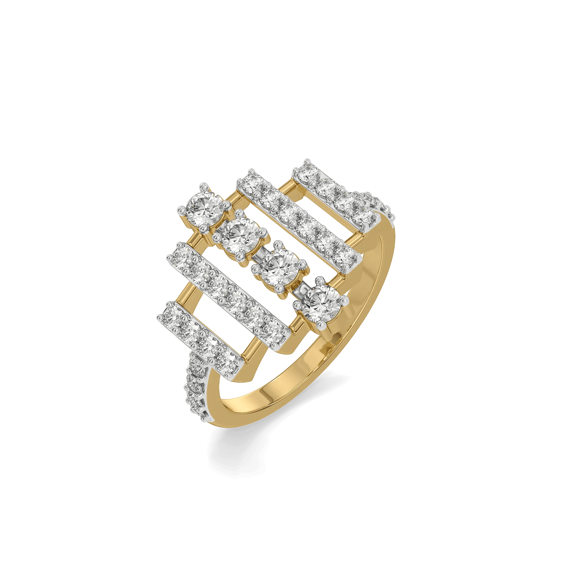 Parallel Steps Pure Gold Lab Grown Diamond Cocktail Ring — image 1