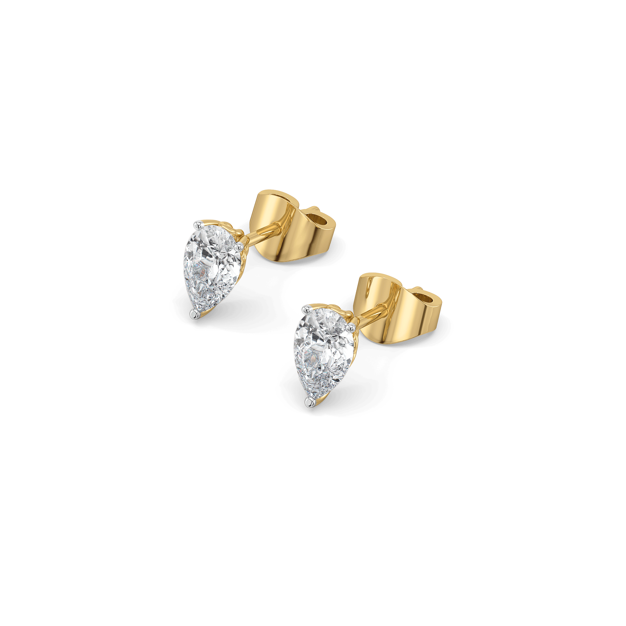 Pear Pure Gold Lab Diamond Solitaire Earrings — image 1