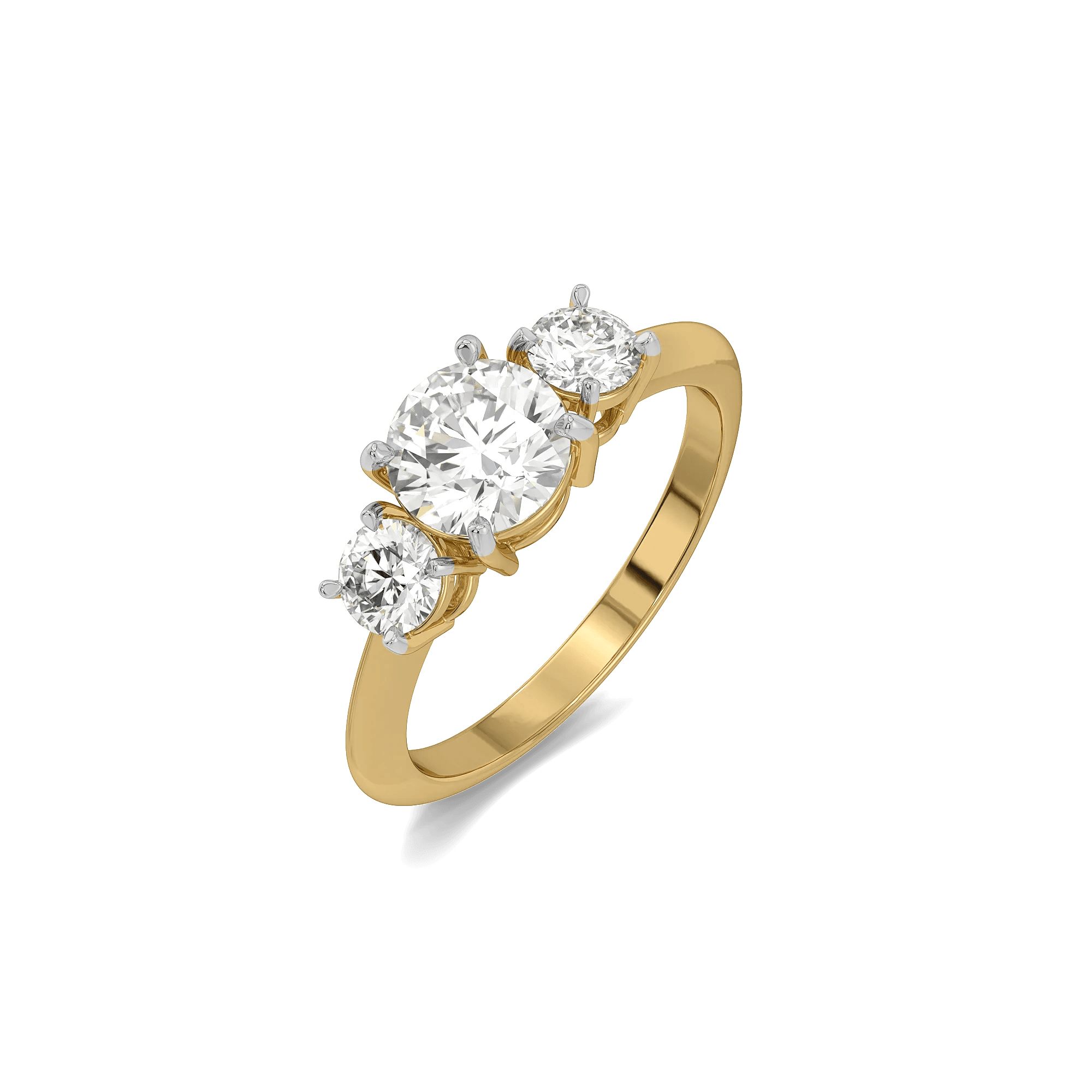 Purist Round Trio Pure Gold Lab Diamond Three Stone Ring — image 1