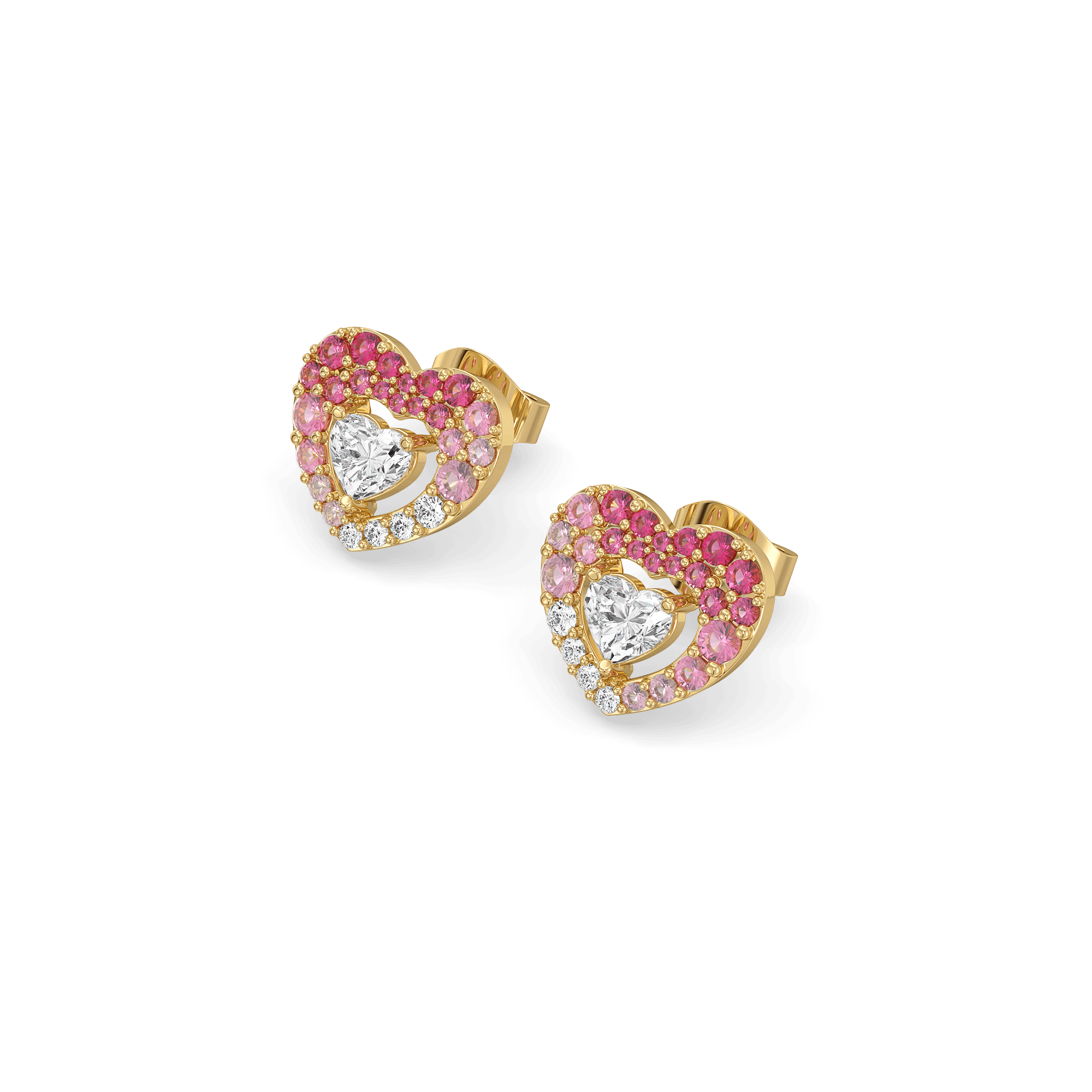 Rosé Heart Pure Gold Lab Diamond Stud Earrings — image 1