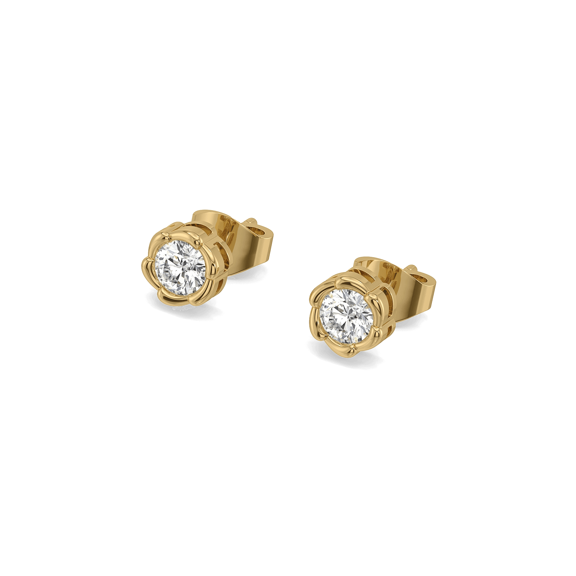 Rosette Pure Gold Lab Diamond Stud Earrings — image 1