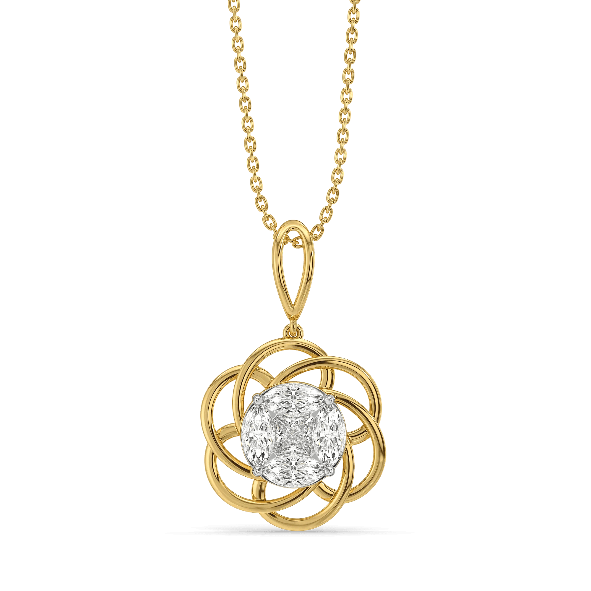 Rosette Swirl Pure Gold Lab Grown Diamond Pendant — image 1