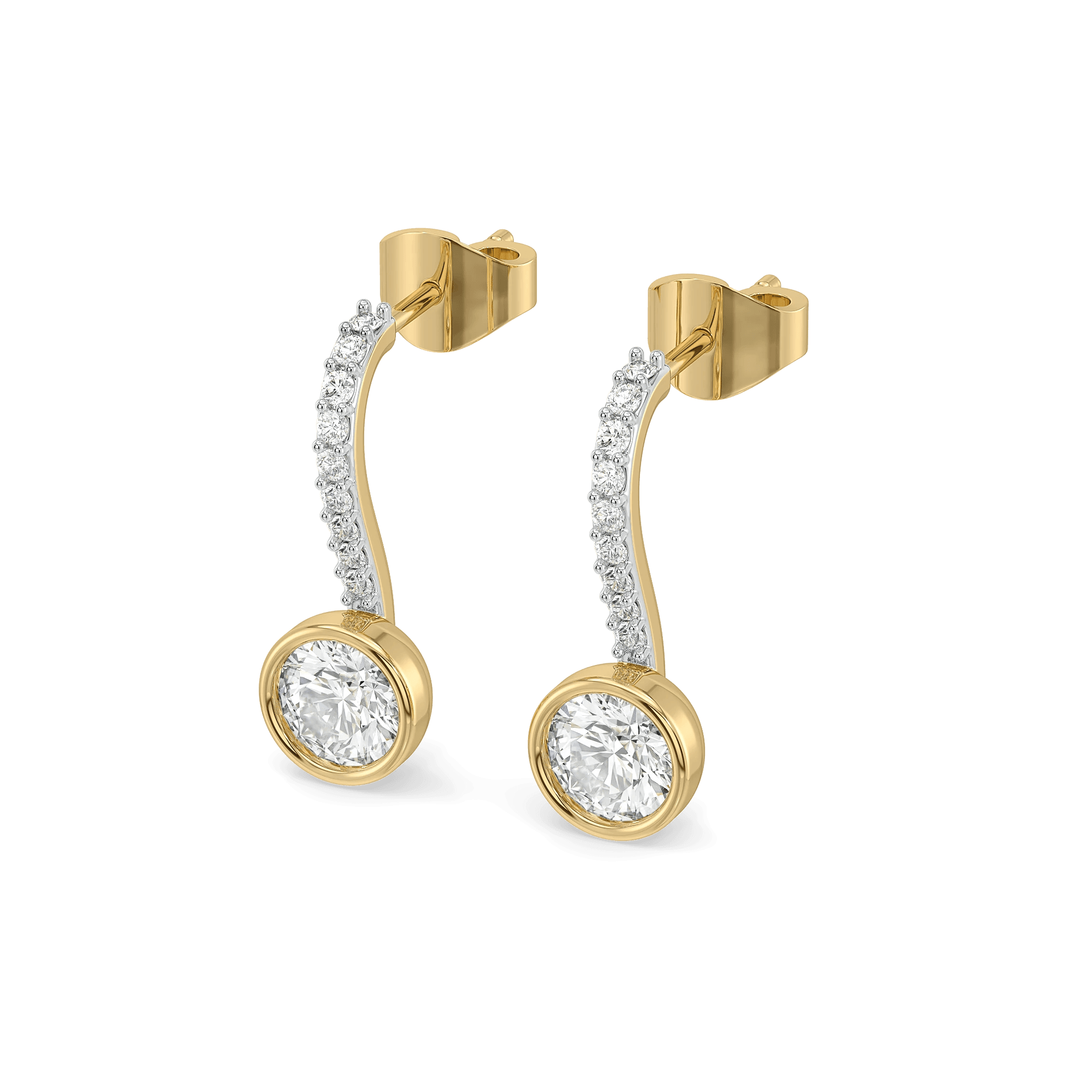 Round Curves Drop Lab Grown Diamond Earrings — image 1