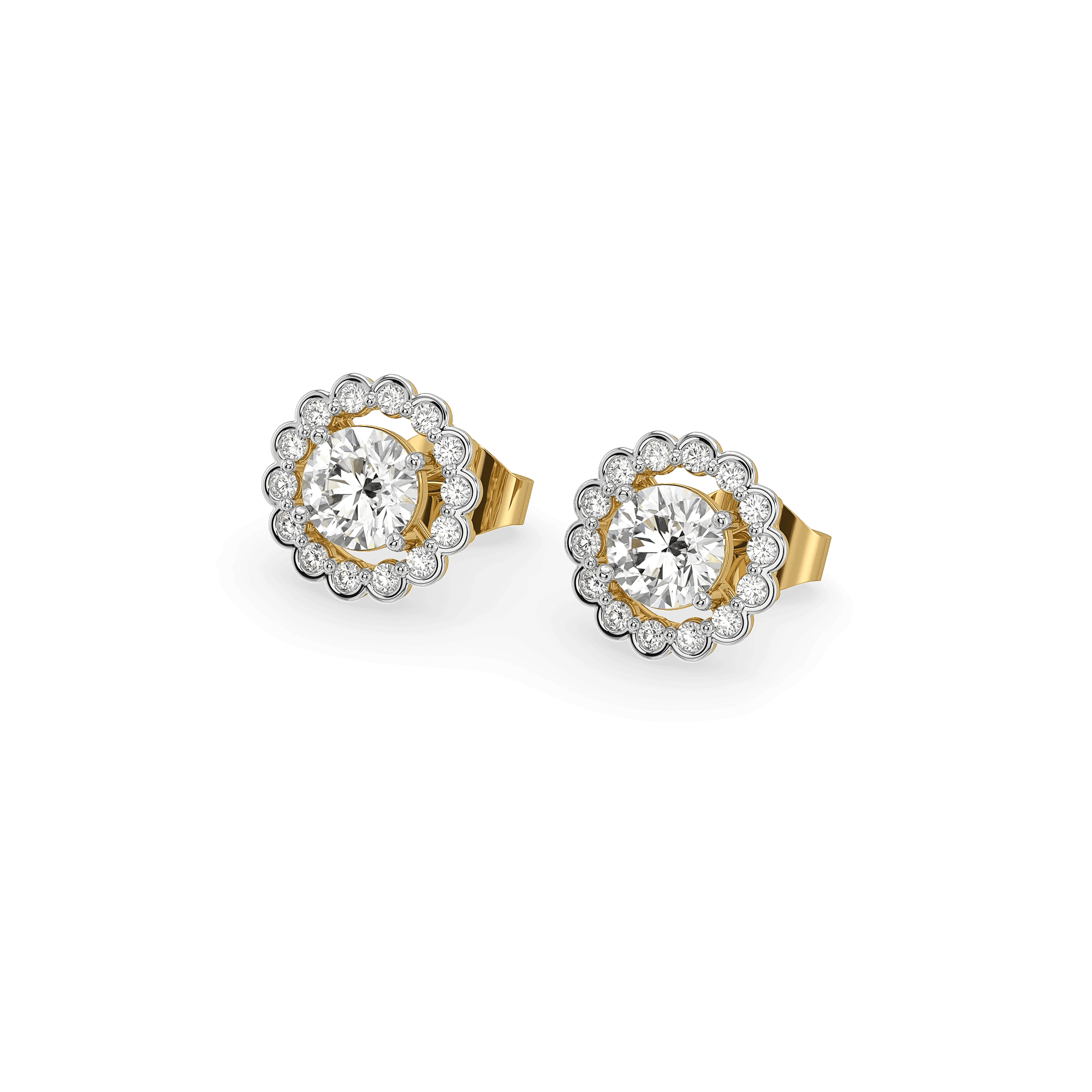 Scalloped Halo Lab Grown Diamond Earrings — image 1