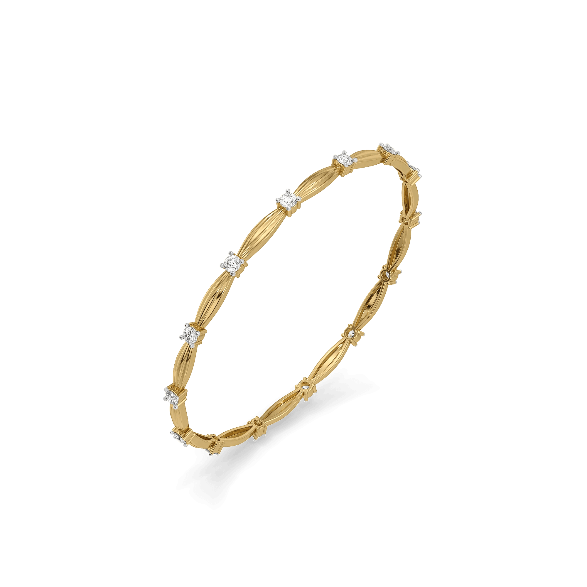 Sculpted Solitaire Pure Gold Lab Grown Diamond Bangle — image 1