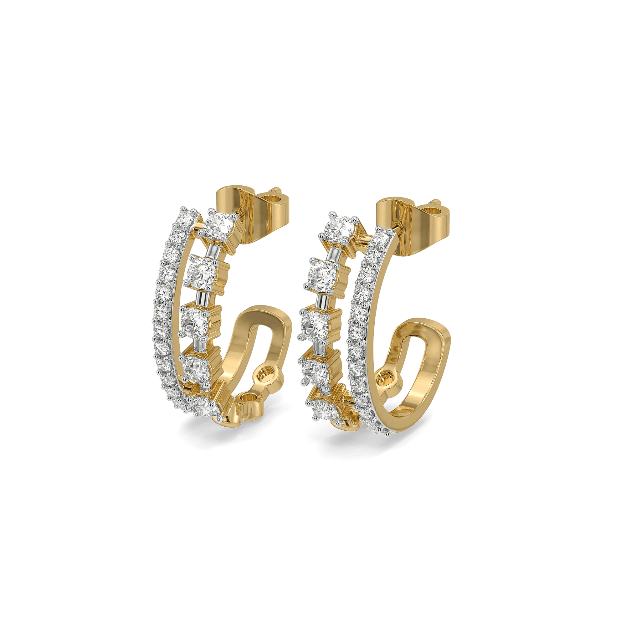Side-by-Side Pure Gold Lab Diamond Hoop Earrings — image 1