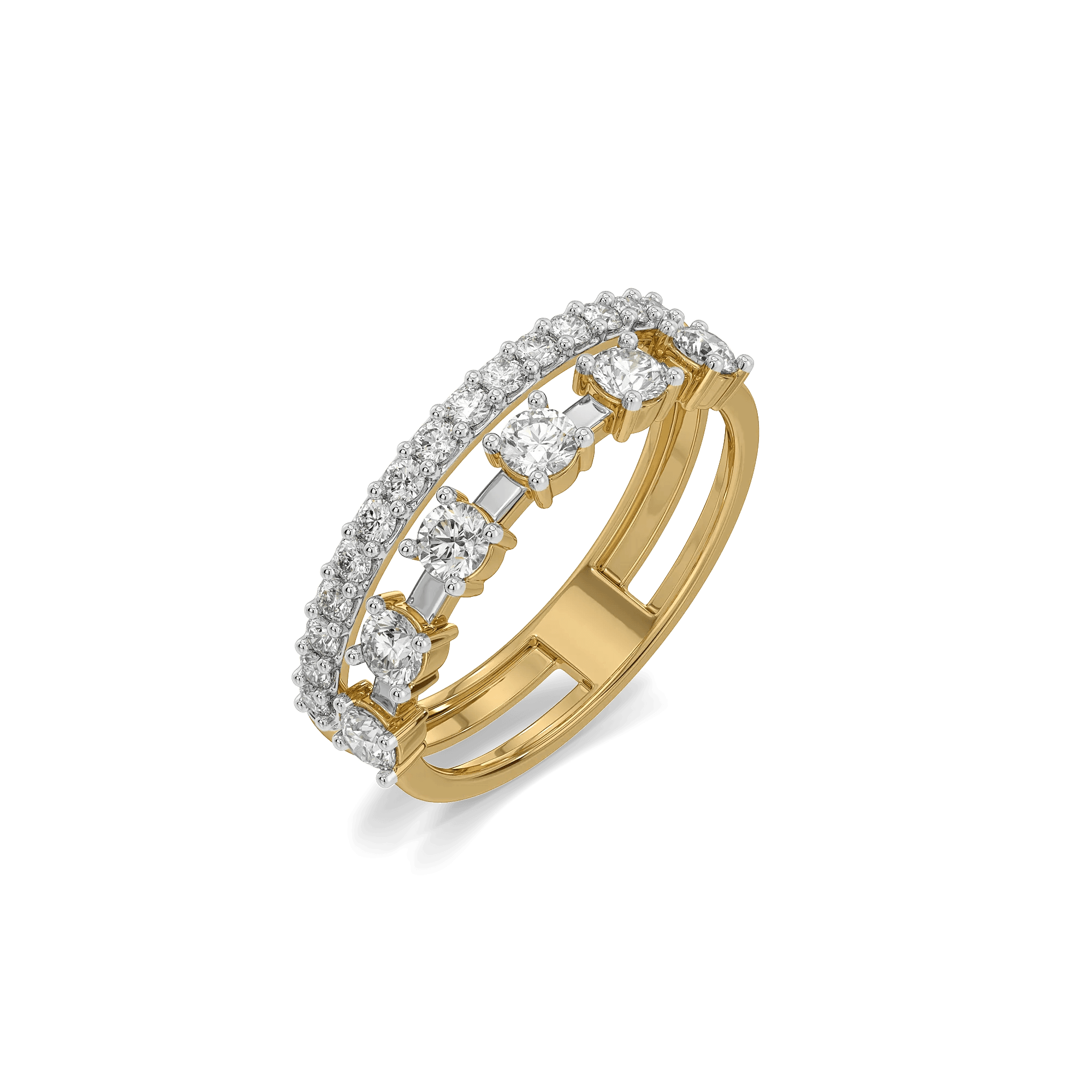 Side-by-Side Pure Gold Lab Grown Diamond Band Ring — image 1