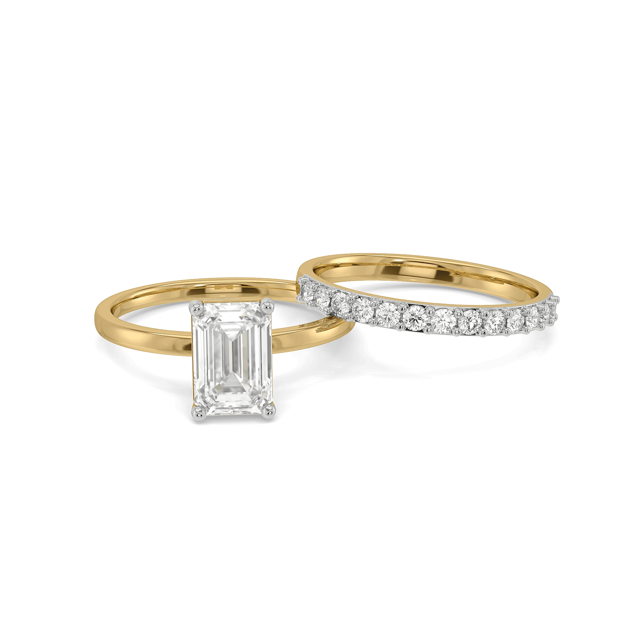 Signature Emerald Pure Gold Lab Diamond Bridal Ring Set — image 1