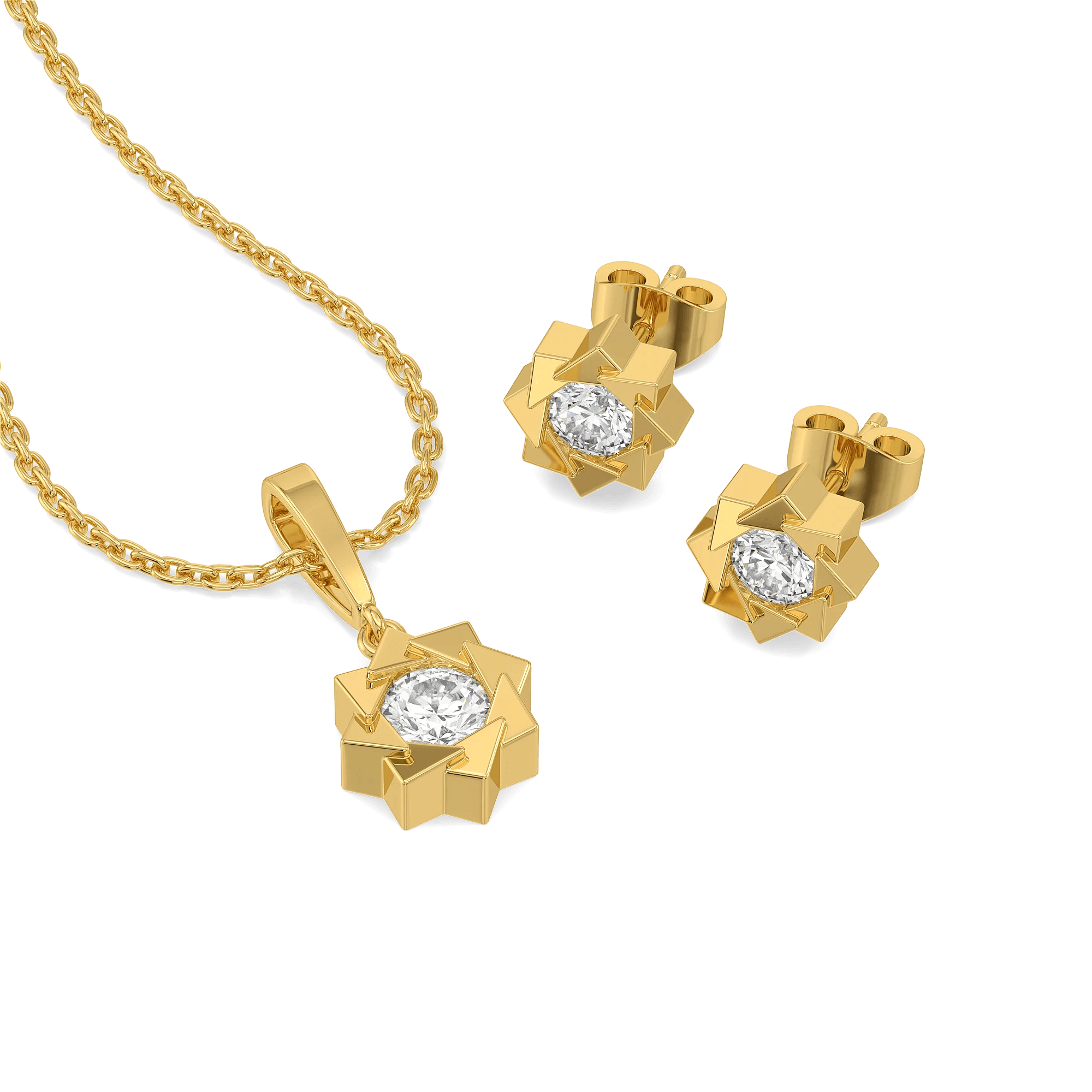 Star Frame – Pure Gold Lab Diamond Star Pendant and Earrings Set — image 1