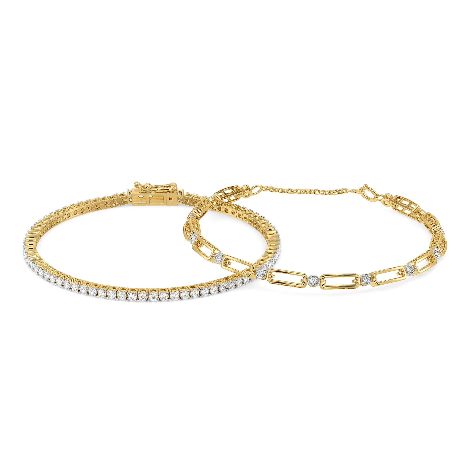 Tennis and Link Pure Gold Lab Diamond Stack Bracelet Set — image 1