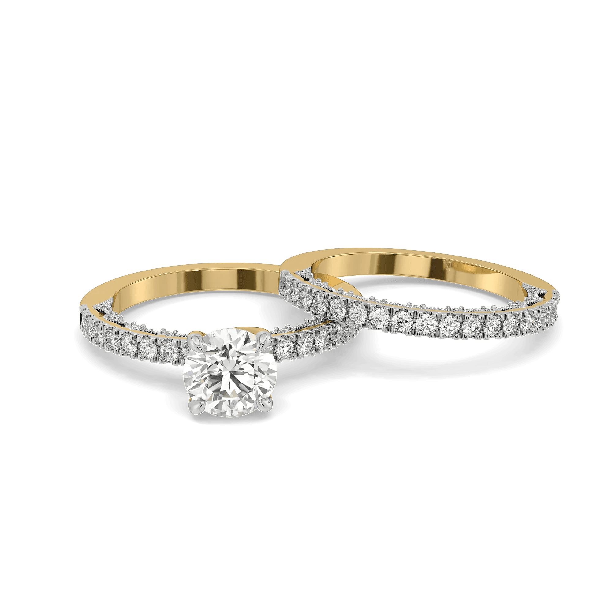 Timeless Round Lab Diamond Bridal Ring Set — image 1