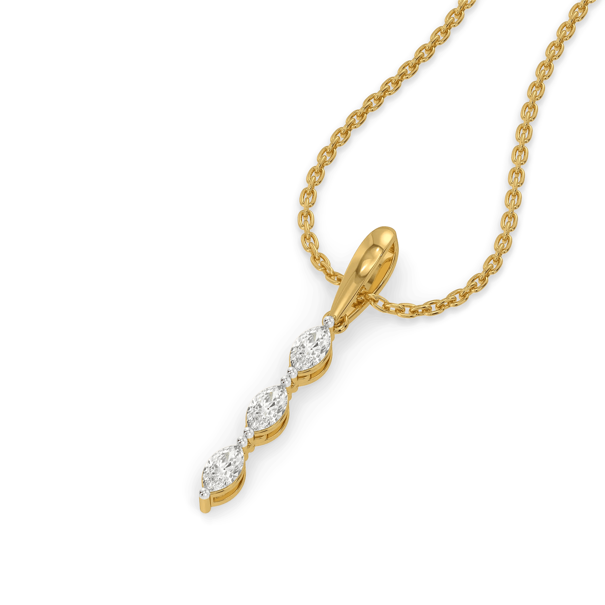 Triple Marquise Pure Gold Lab Diamond Drop Pendant — image 1