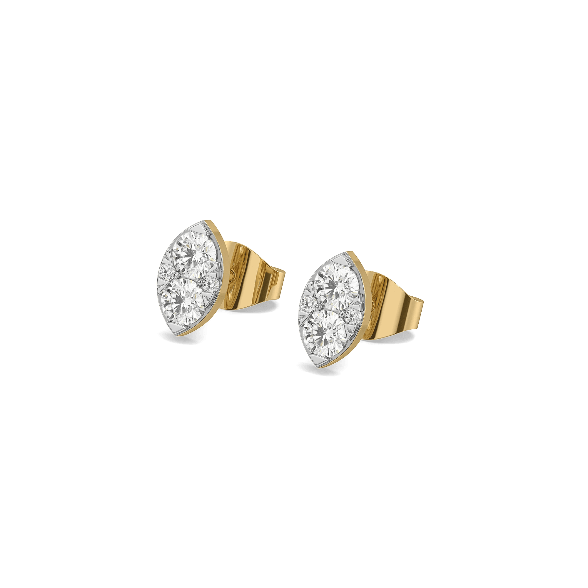Twin Leaf Pure Gold Lab Grown Diamond Stud Earrings — image 1