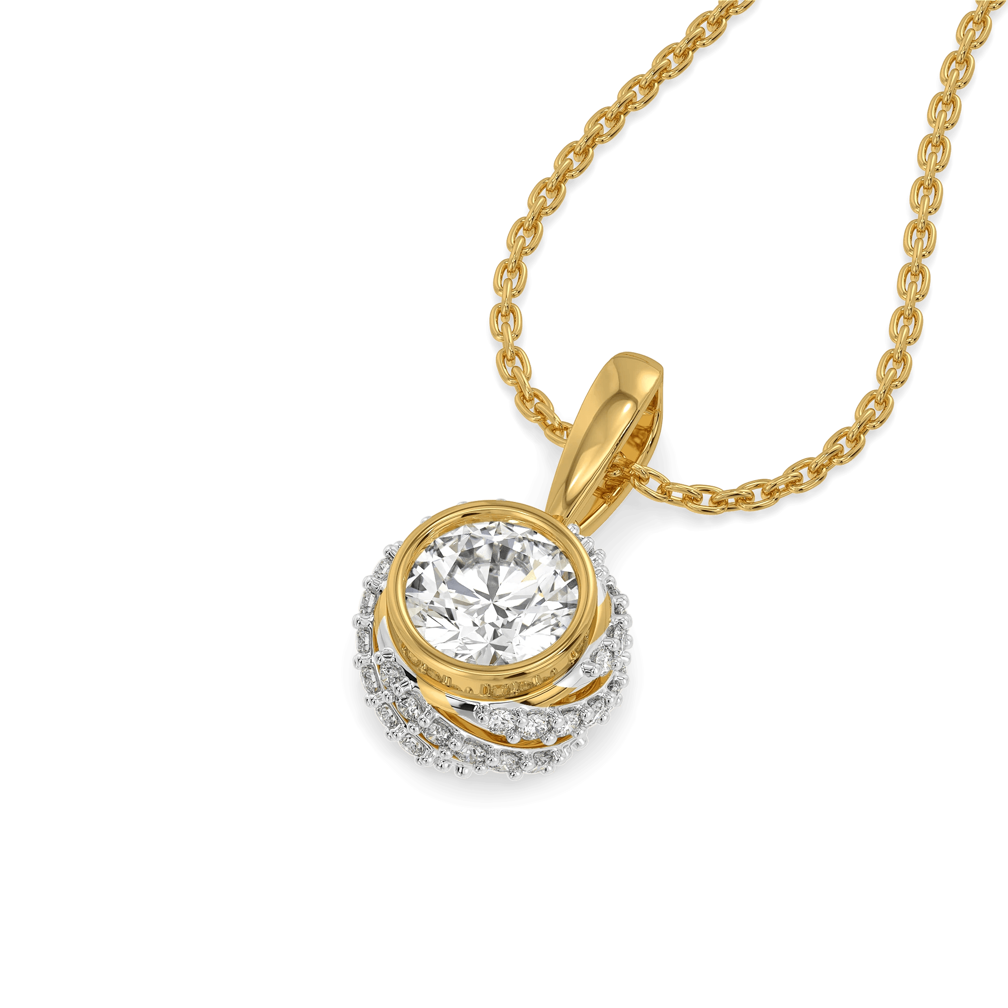 Twisted Round Halo Lab Grown Diamond Pendant — image 1