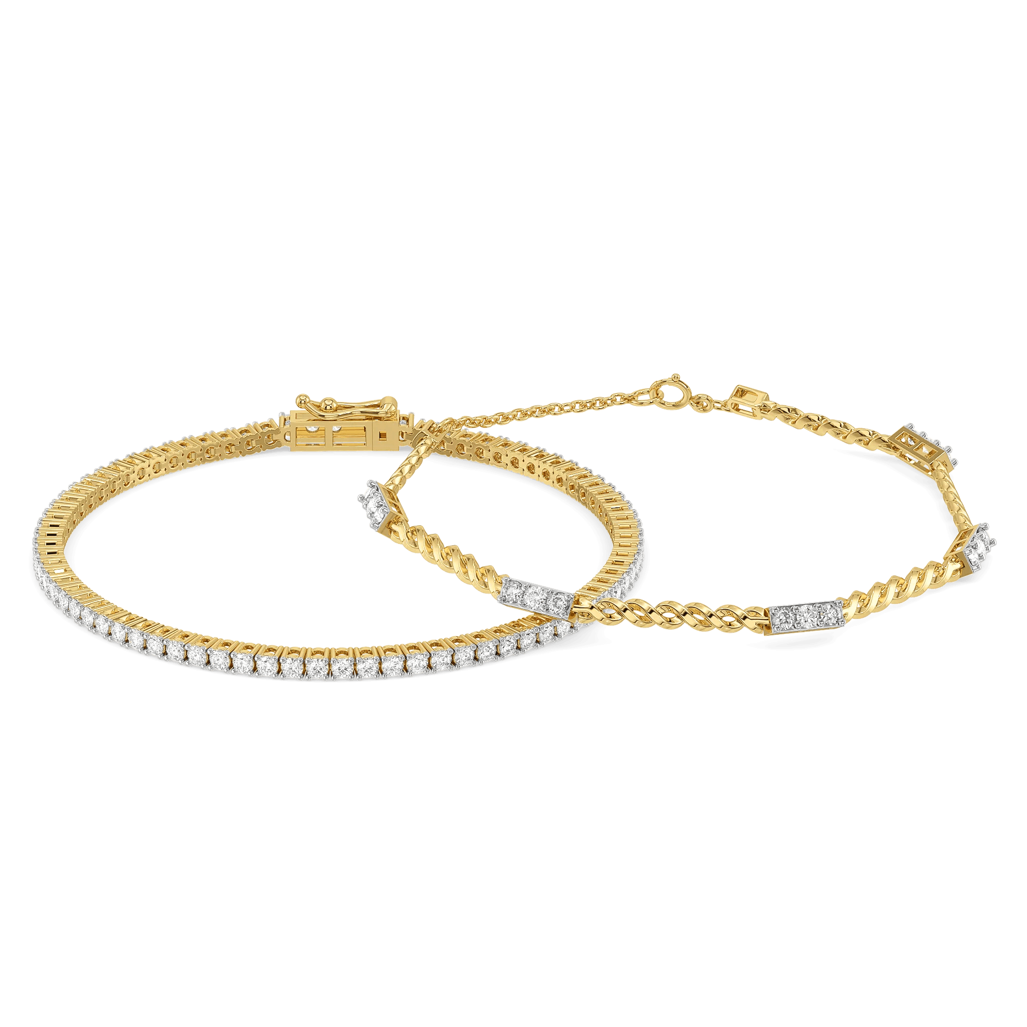 Wrist Stack - Pure Gold Lab Diamond Bracelet Set — image 1